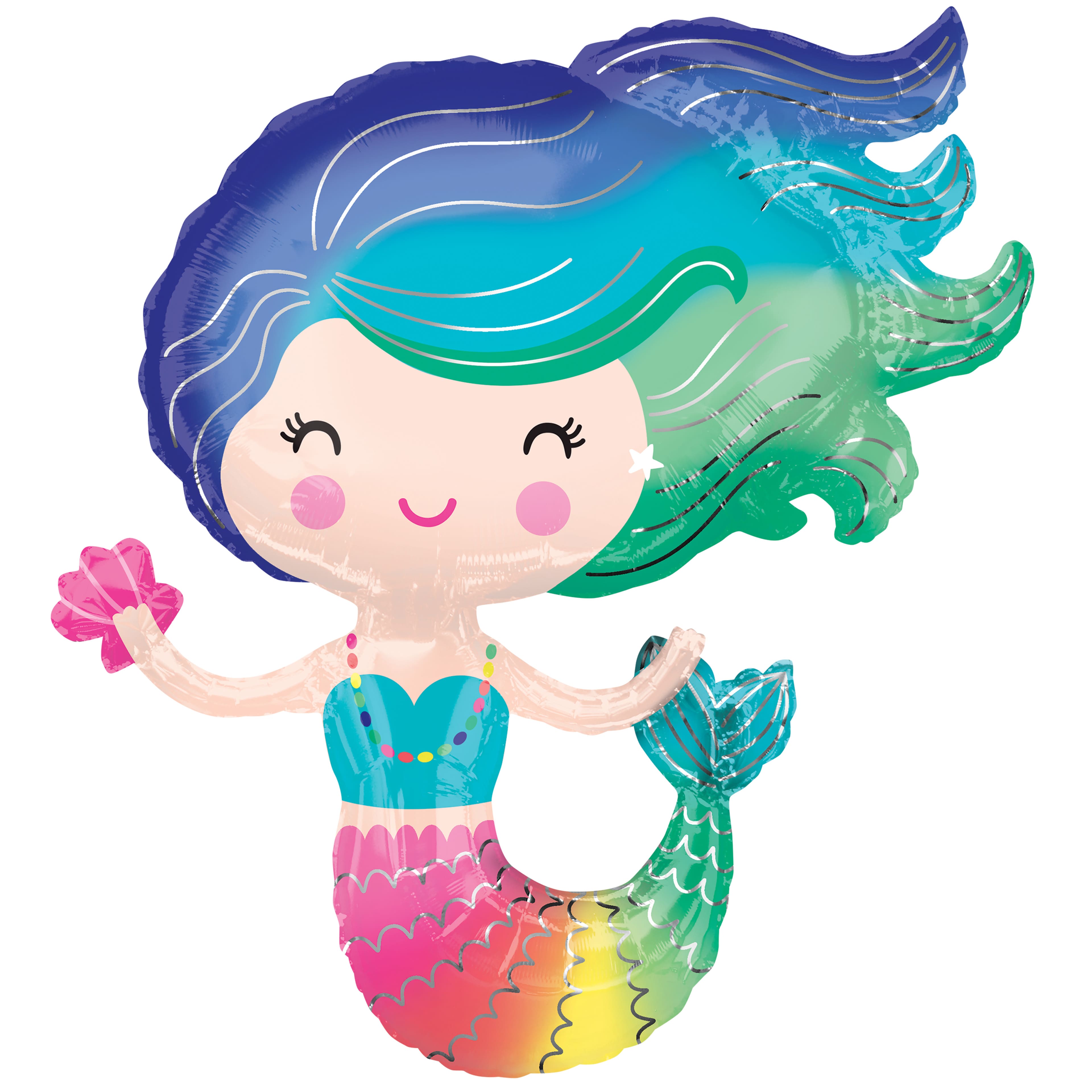 30" Colourful Mermaid Foil Balloon