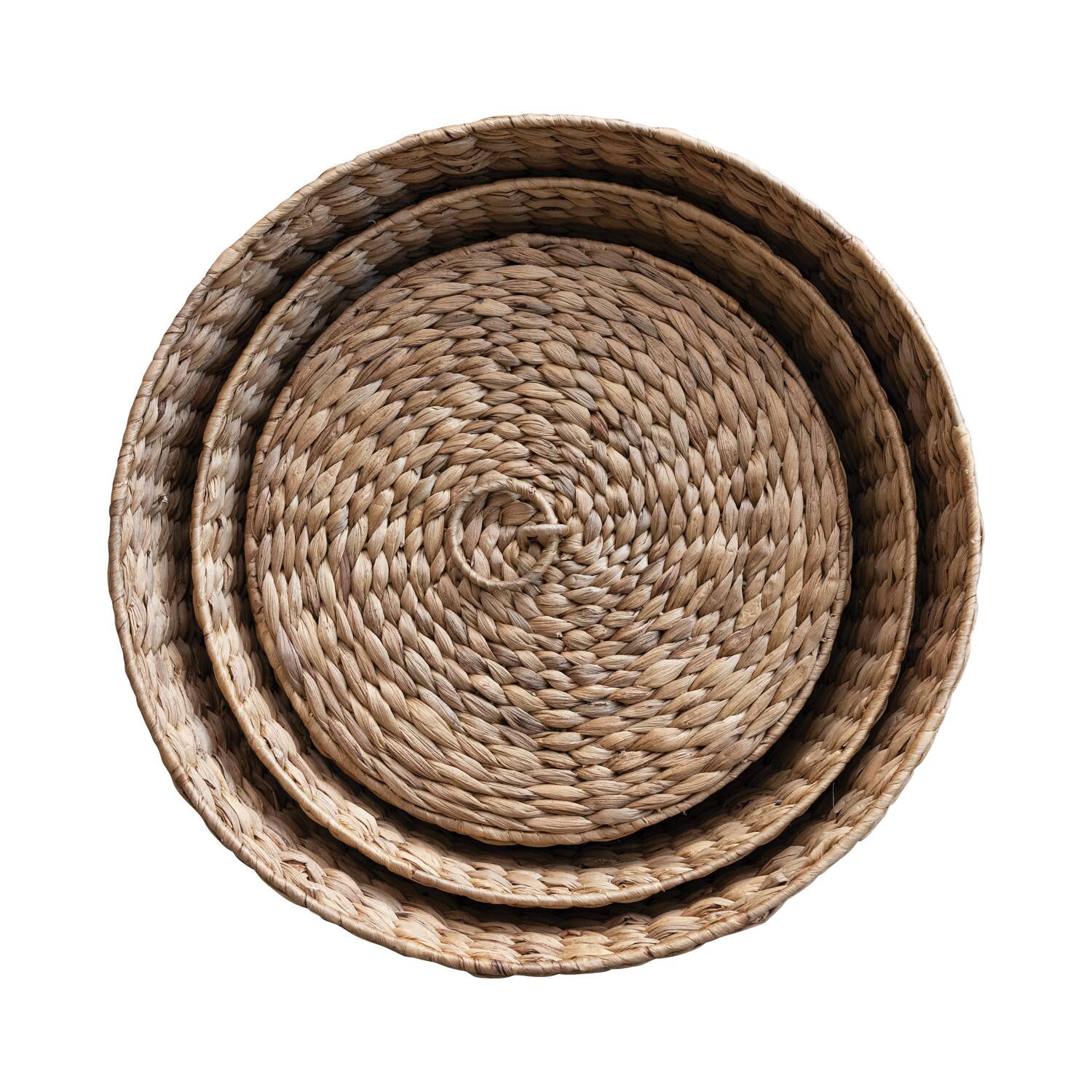 Natural Handwoven Water Hyacinth Laundry Basket Set with Lids