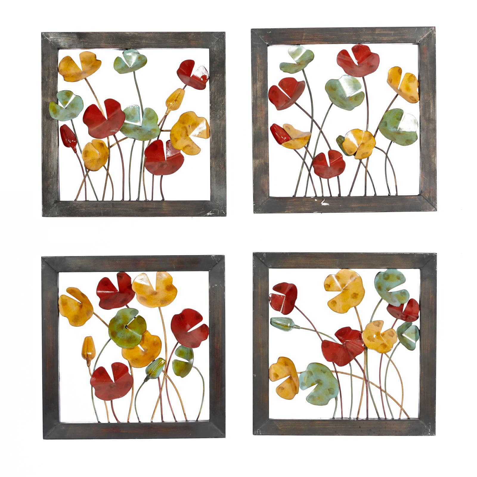 Multicolor Metal Traditional Floral Wall Décor Set, 4ct.