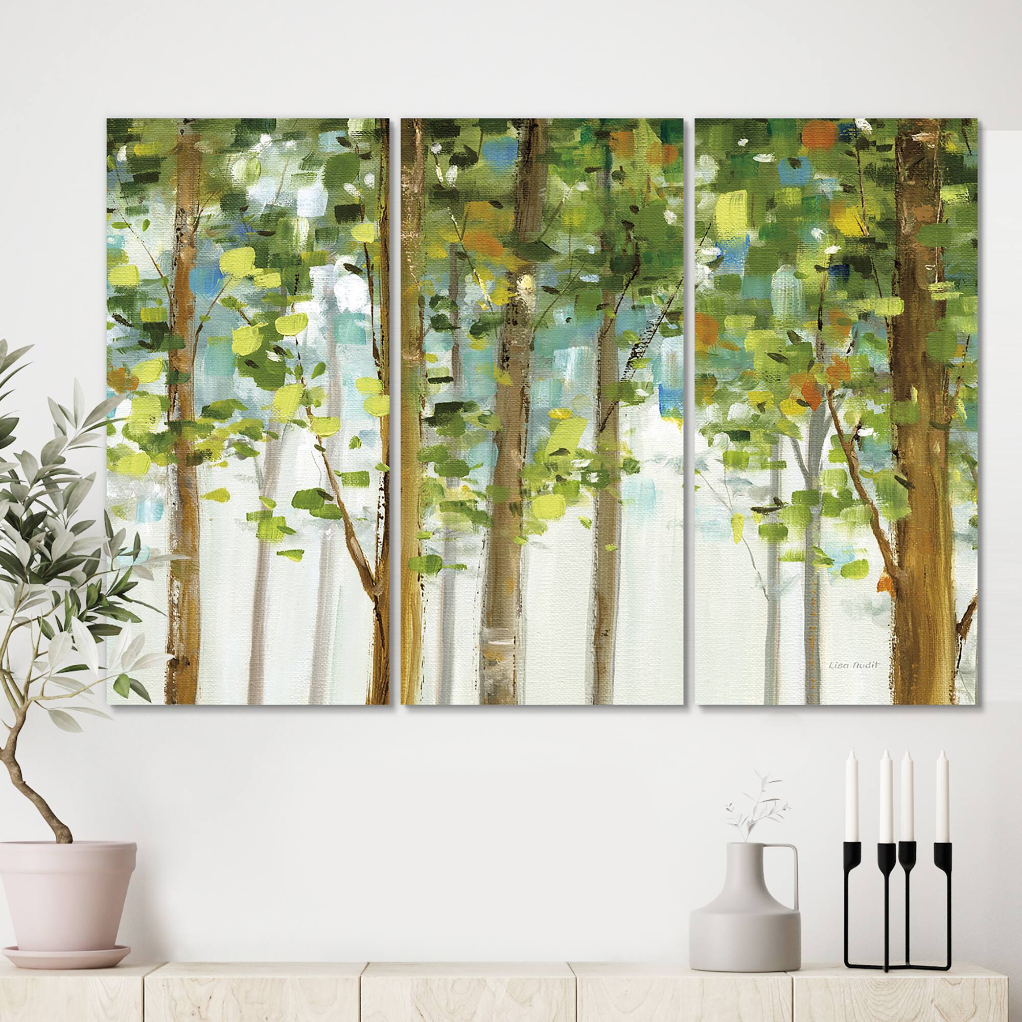 Designart - Green Forest Study - Modern Farmhouse Canvas Artwork