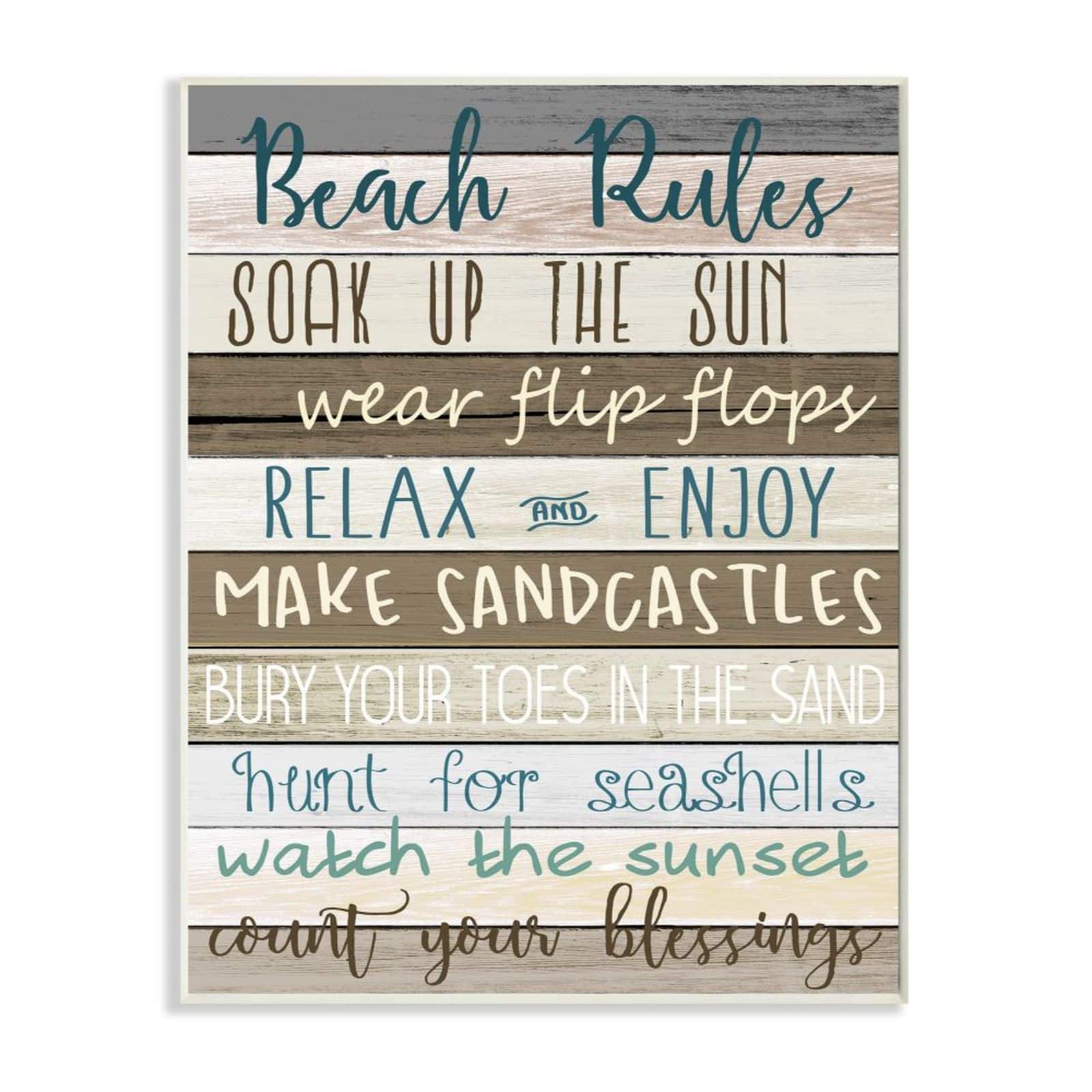 Stupell Industries Nautical Fun Beach Rules Wooden Wall Plaque