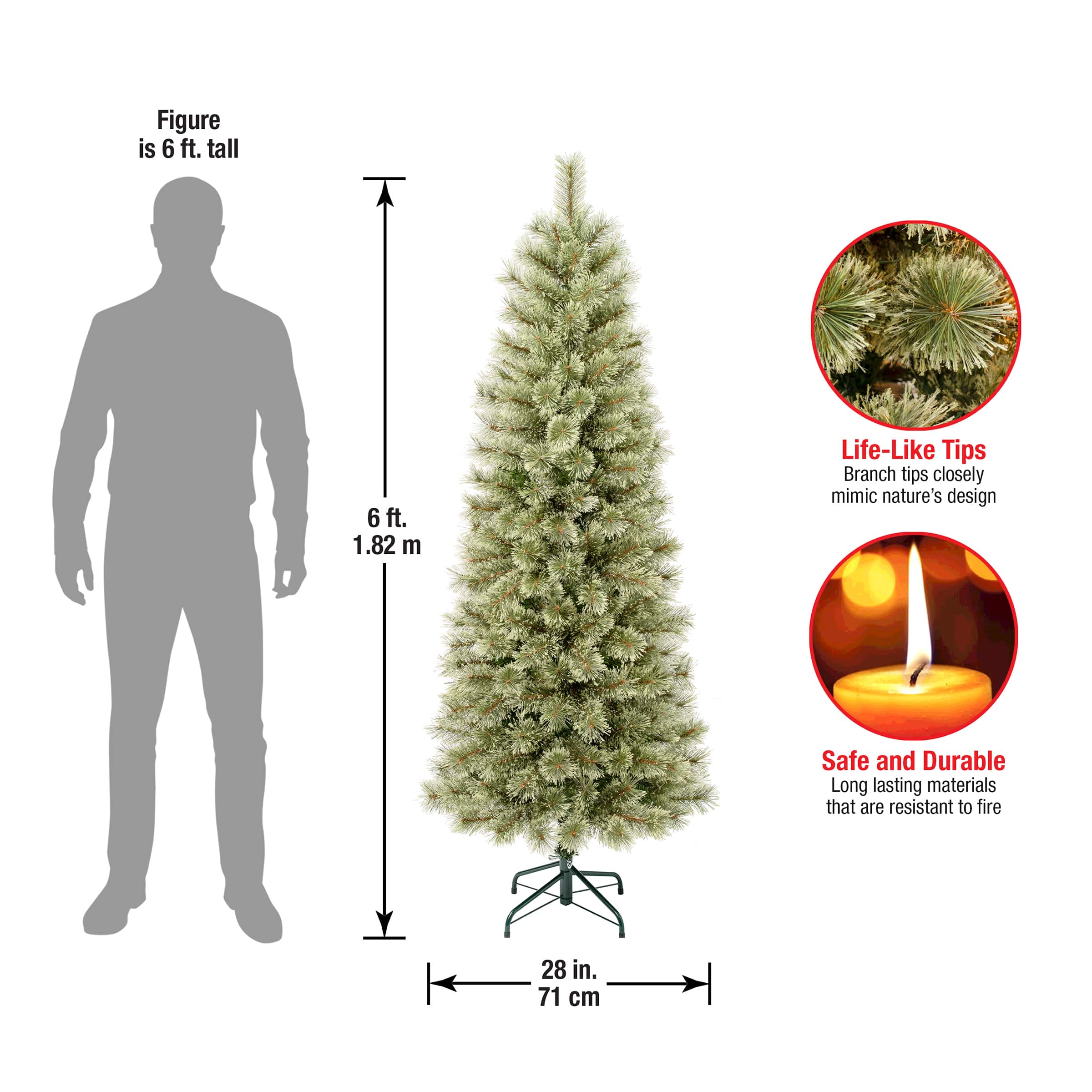 6ft. Unlit Artificial Arcadia Pine Cashmere Christmas Hinged Tree 