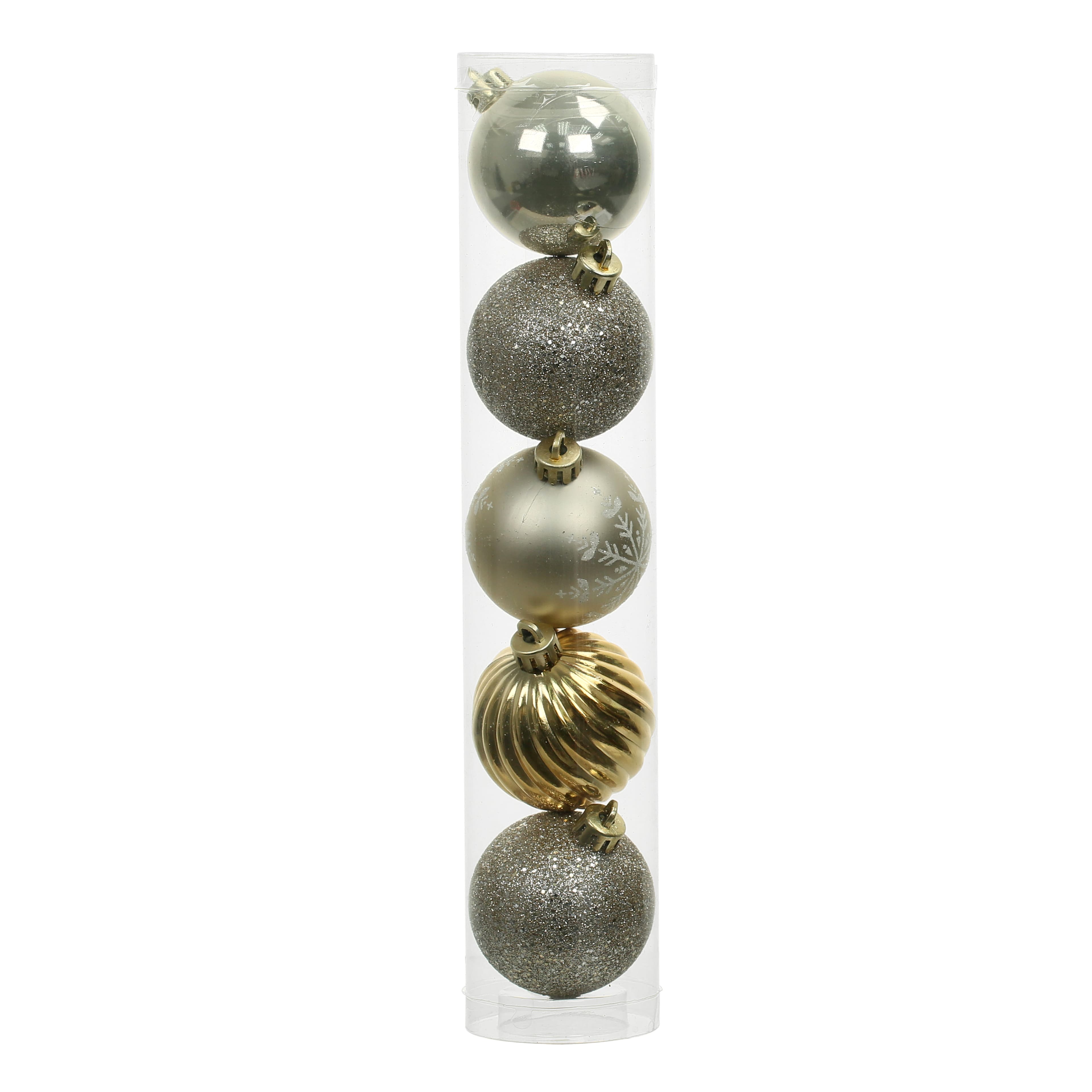 5 Pack 2.2&#x22; Silver &#x26; Gold Shatterproof Ball Ornaments by Ashland&#xAE;