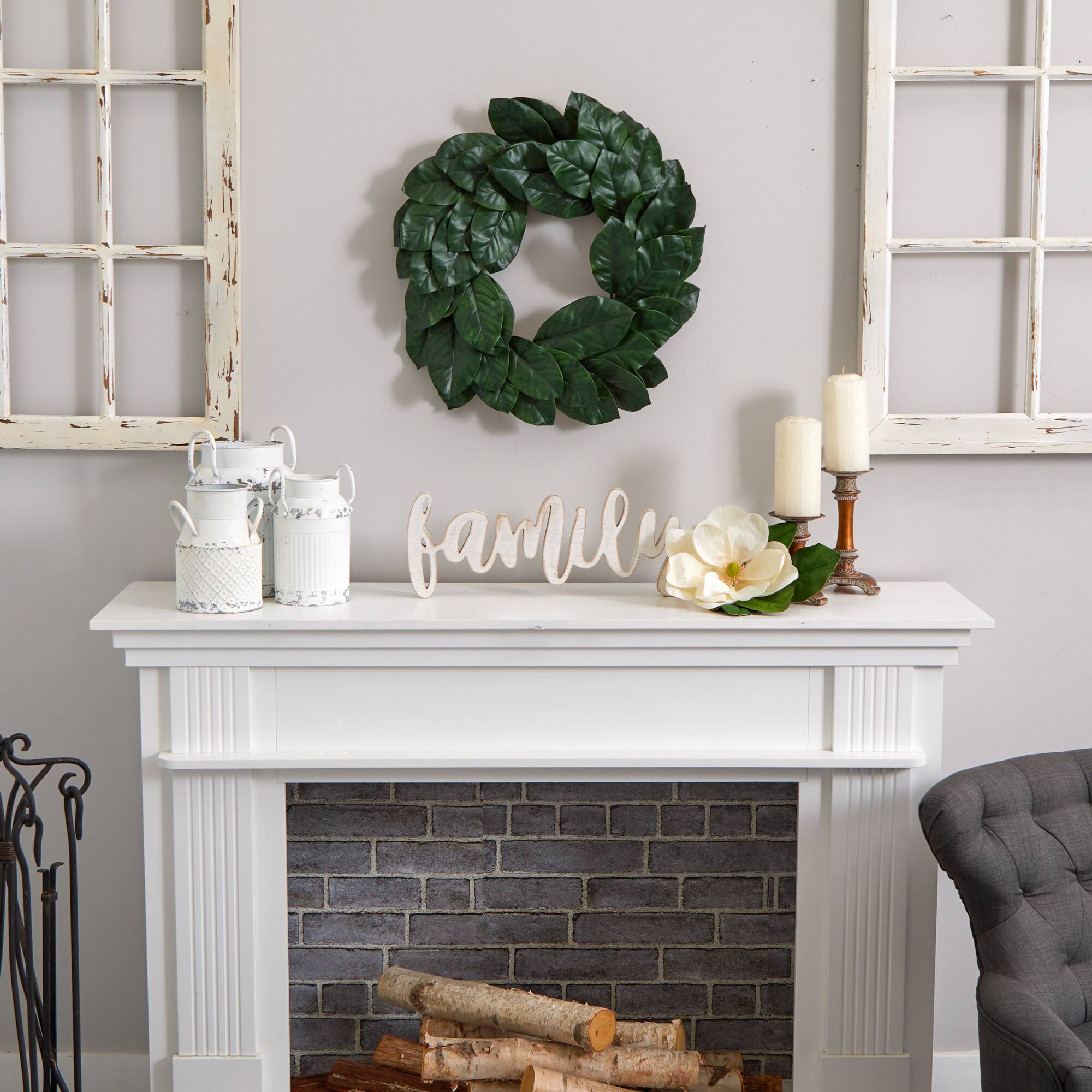 24” Magnolia Leaf Wreath