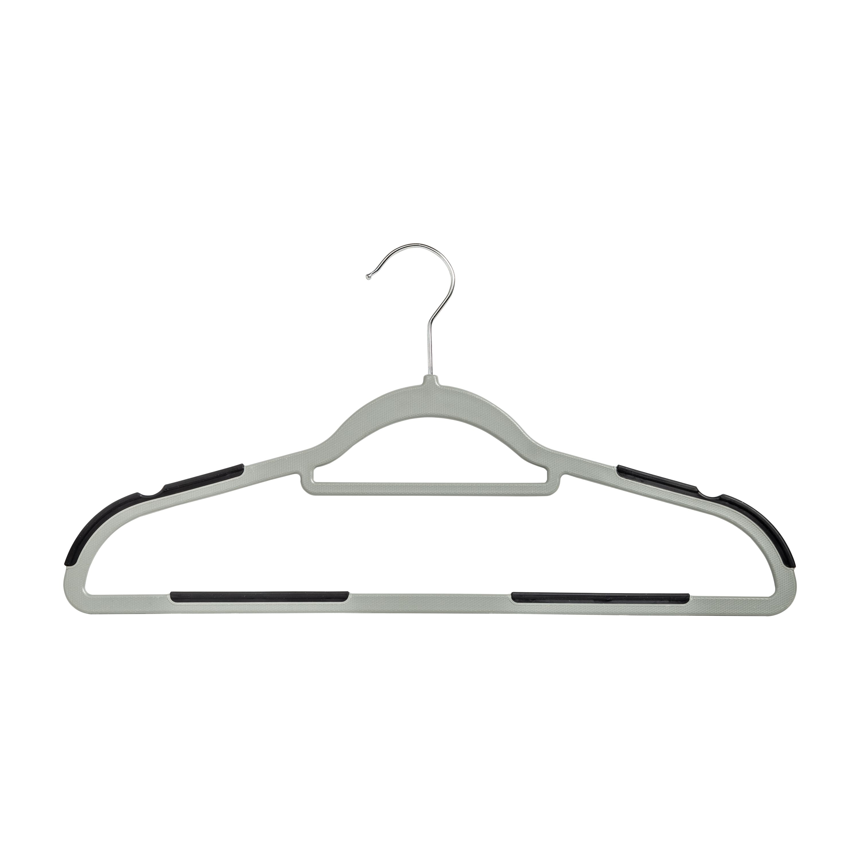 Honey Can Do Gray &#x26; Black Anti-Slip Rubber Grip Plastic Hangers, 15ct.