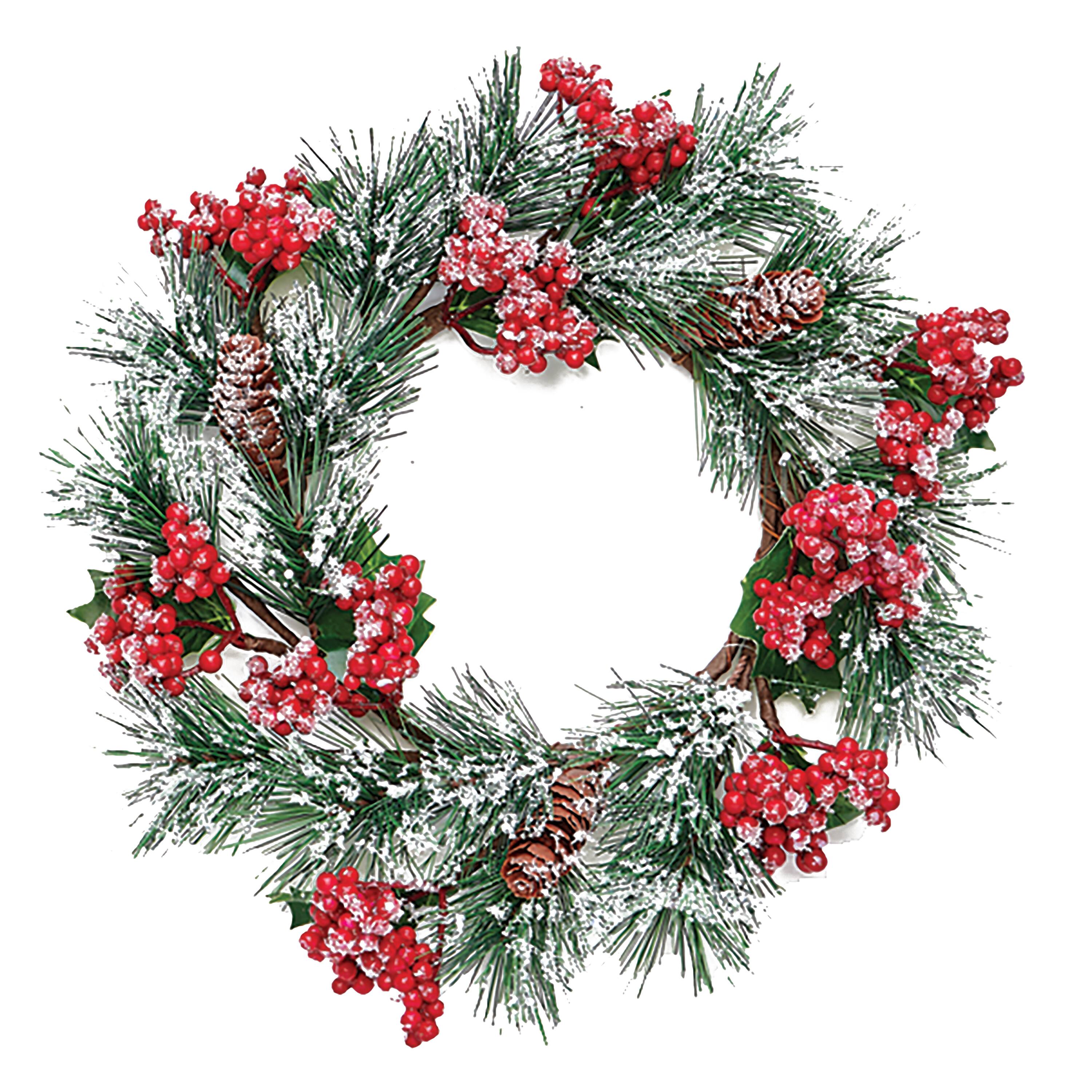 13" Artificial Christmas Mini Wreath Centerpiece with Snow Berry & Pine