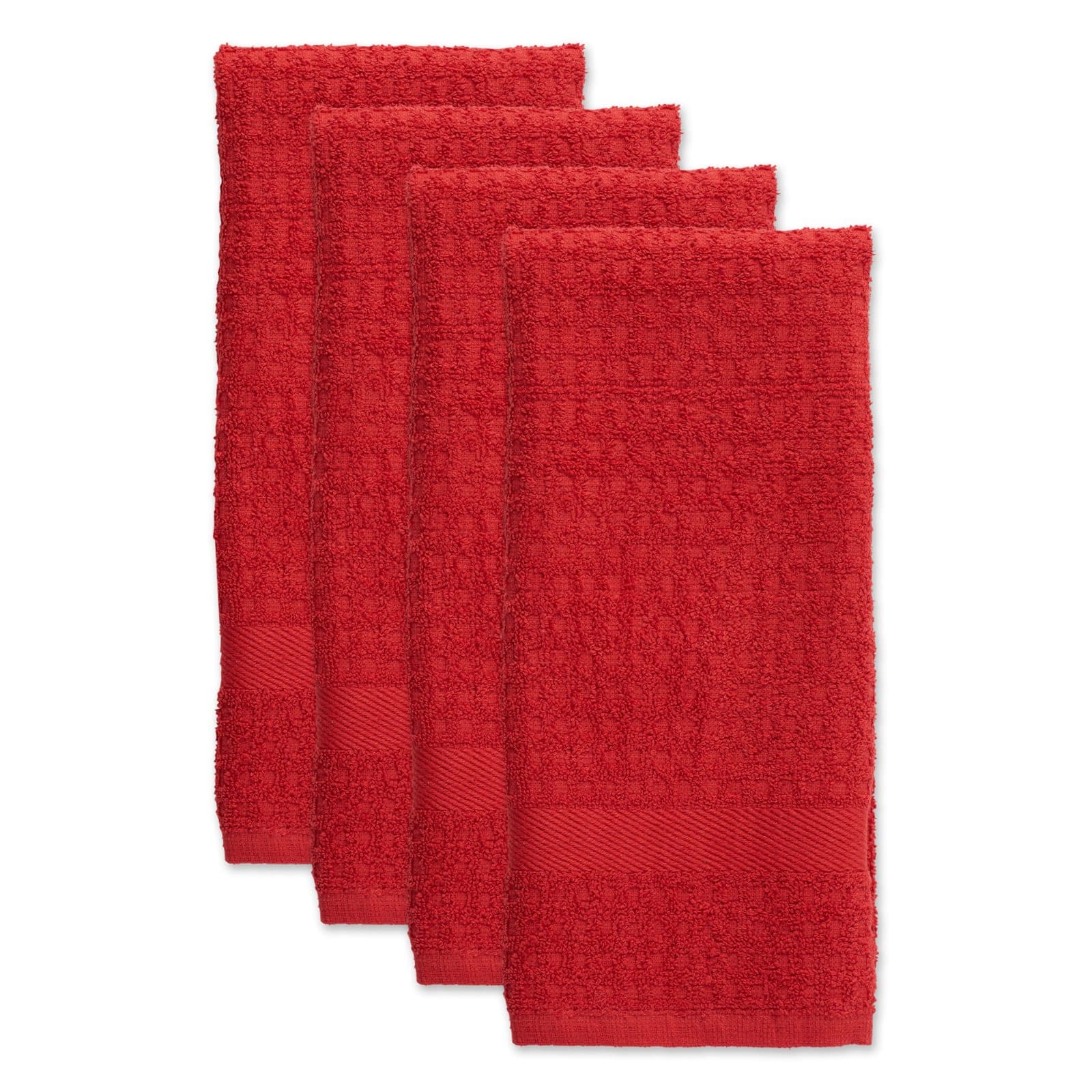 DII® Solid Red Waffle Terry Dishtowel, 4ct.