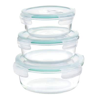 Martha Stewart Round Glass Storage Container Set with Leak Proof Lids ...