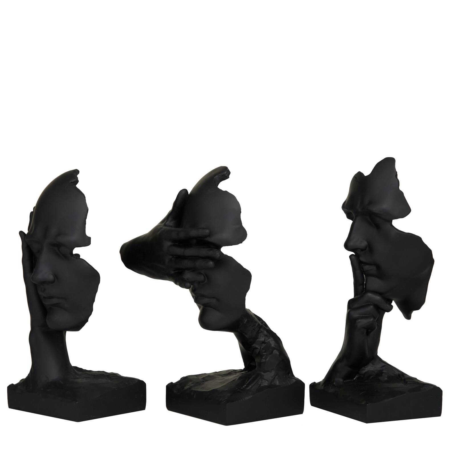 The Novogratz Black Polystone Face Sculpture Set