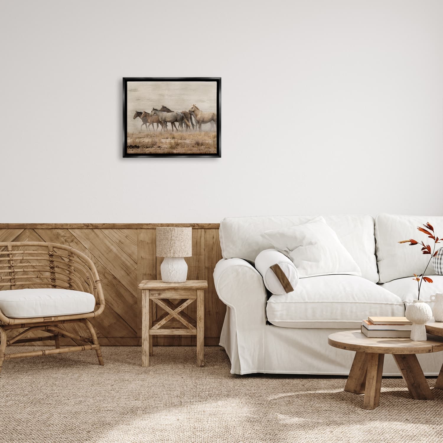 Stupell Industries Galloping Horse Herd Countryside Floater Framed Art