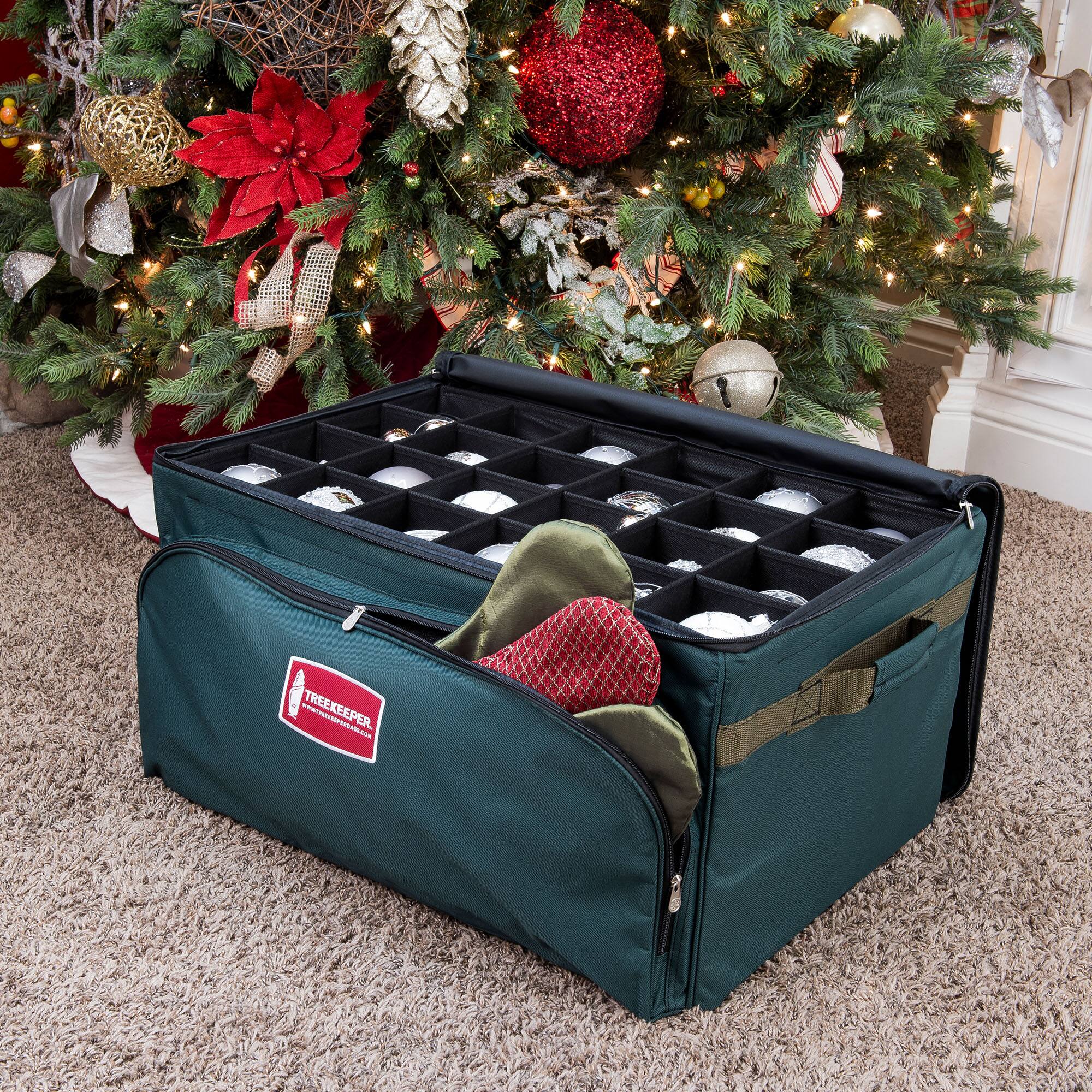 TreeKeeper 72ct. 4&#x22; Christmas Ornament Storage Box with Front Pocket