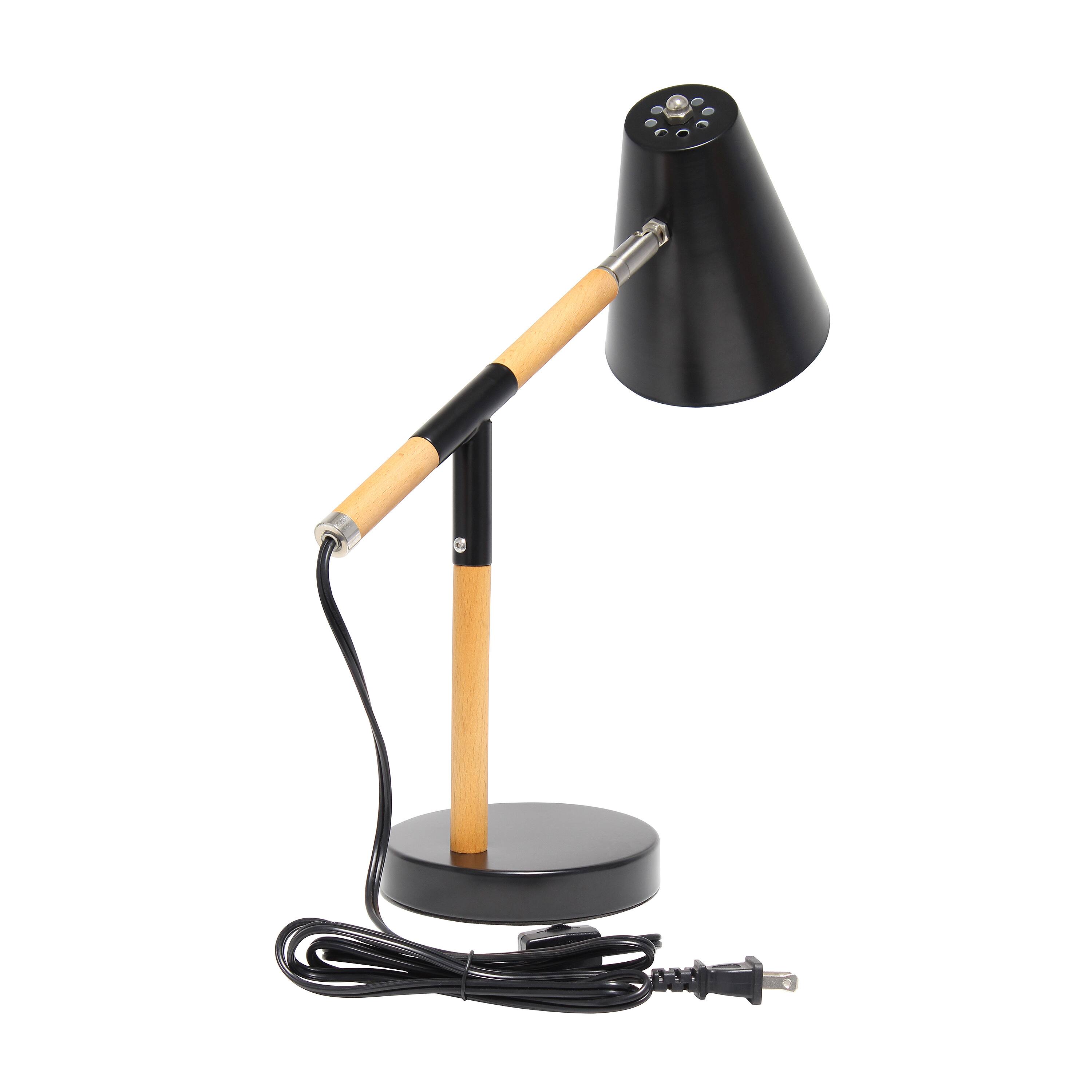 Simple Designs 16.7" Wooden Pivot Desk Lamp