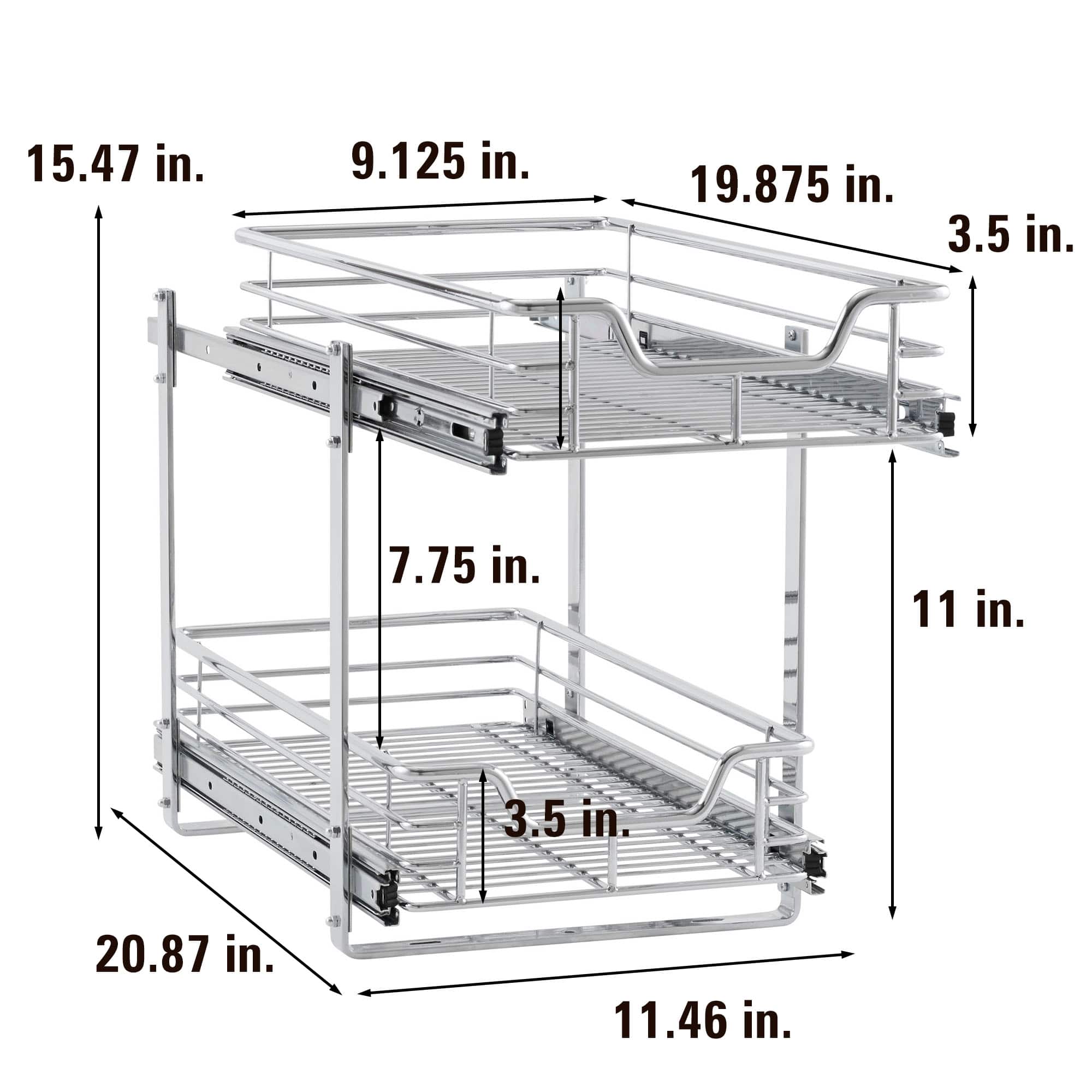 Household Essentials Glidez Chrome 2-Tier Cabinet Organizer