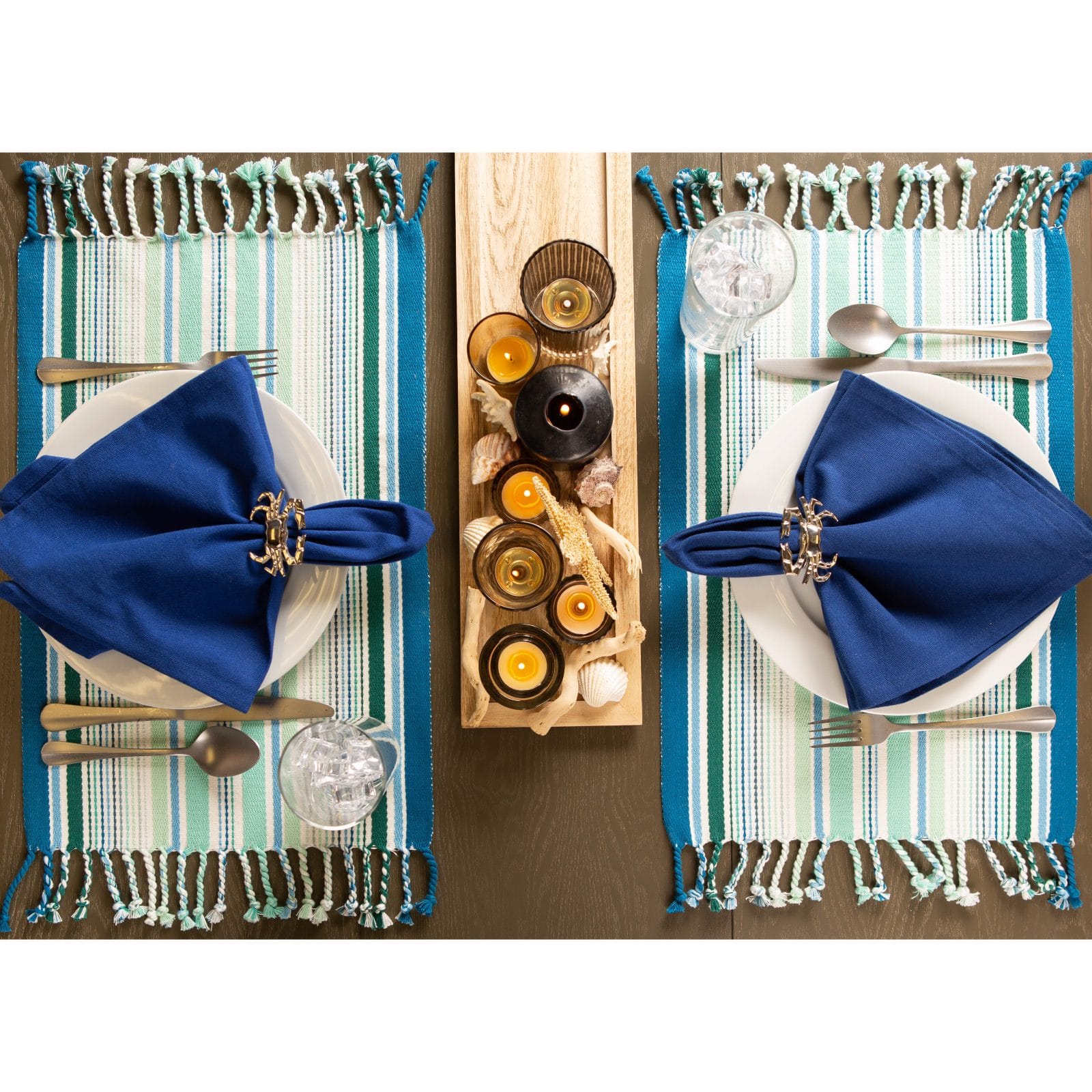 DII® Tidal Stripe Fringed Placemat Set, 6ct.