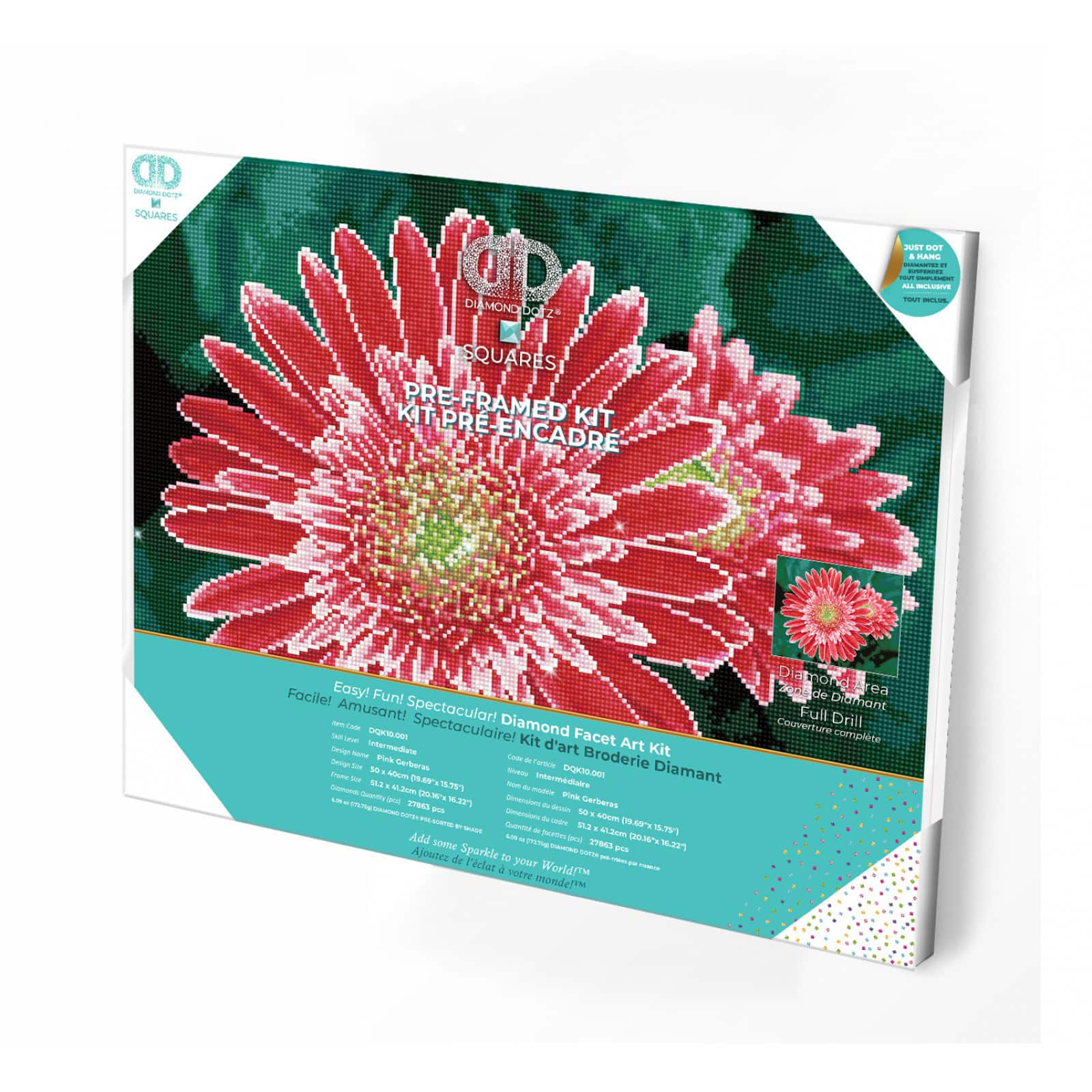 Diamond Dotz&#xAE; Intermediate Pink Gerberas Pre-Framed Diamond Painting Kit