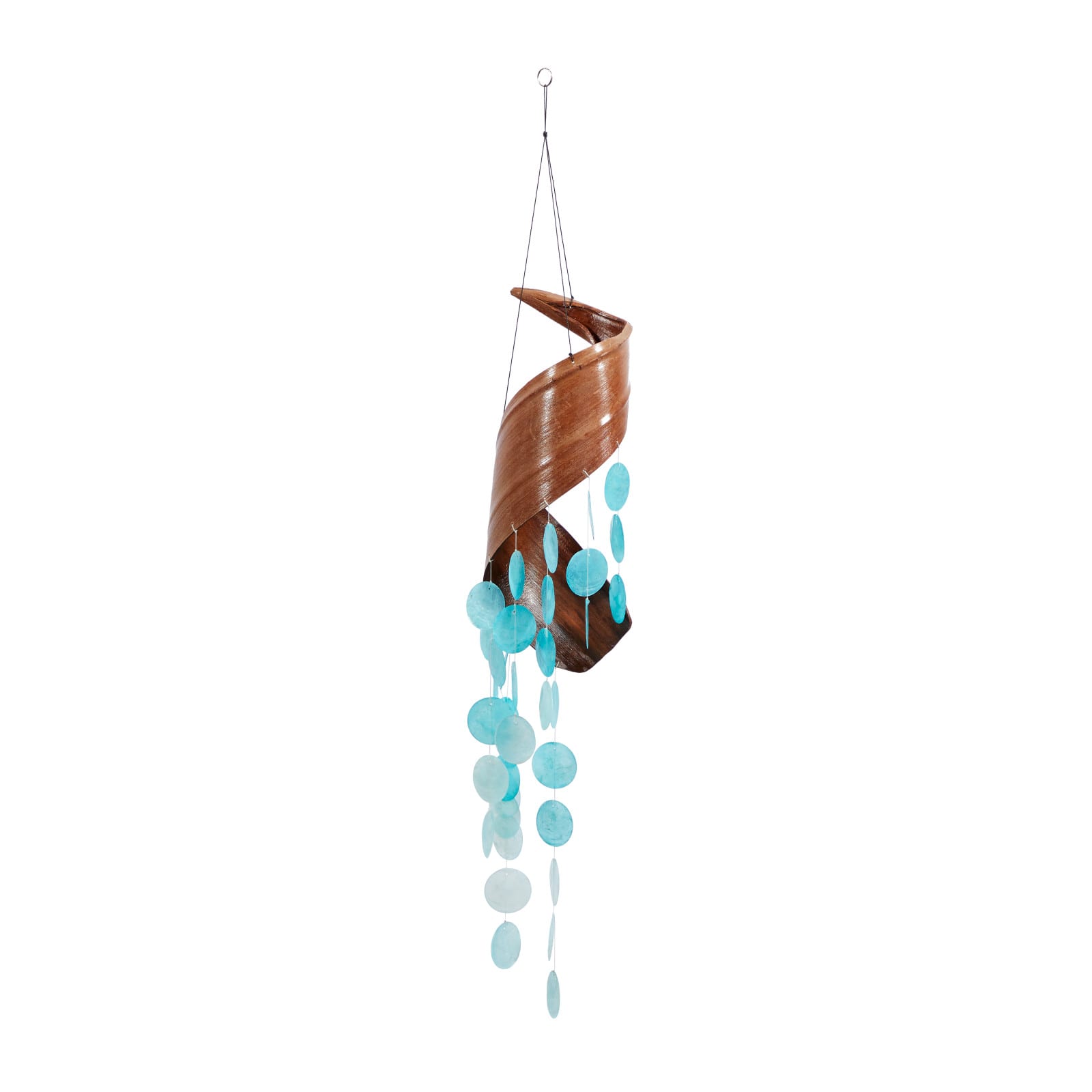 Teal Capiz Coastal Windchime, 5&#x22; x 32&#x22;