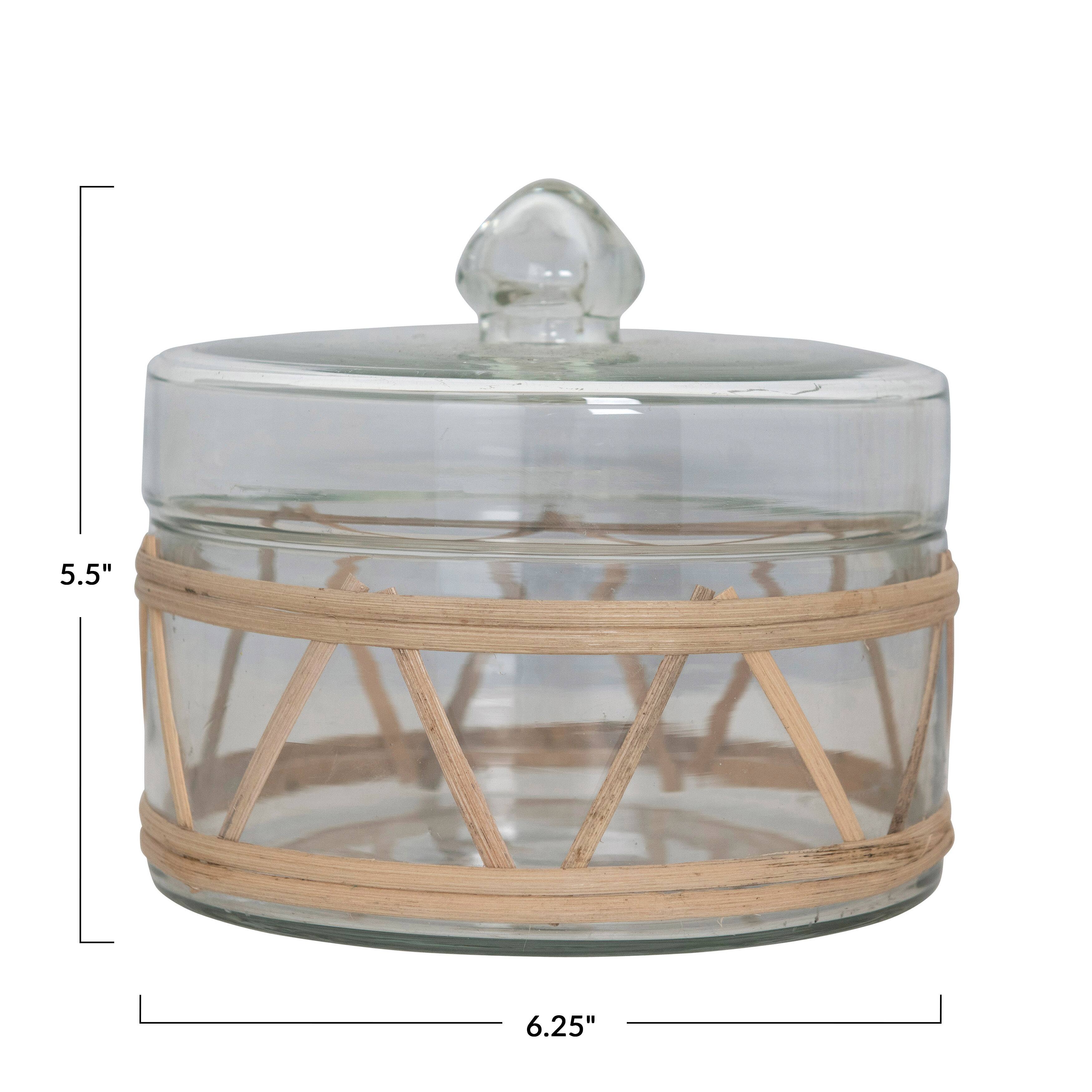 Hello Honey&#xAE; 6&#x22; Rattan Wrapped Glass Jar with Lid