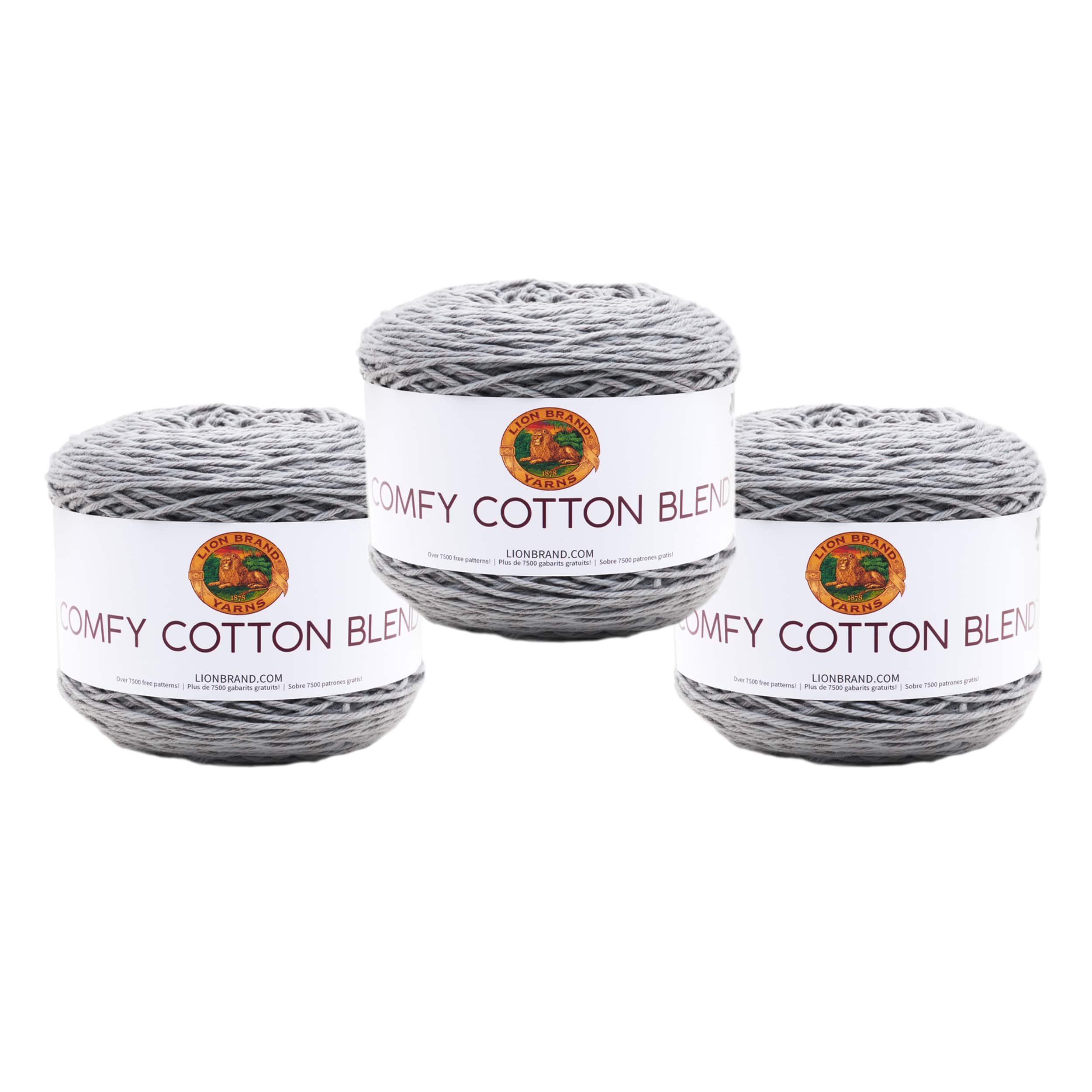 3 Pack) Lion Brand Yarn comfy cotton Blend Yarn, Whipped cream