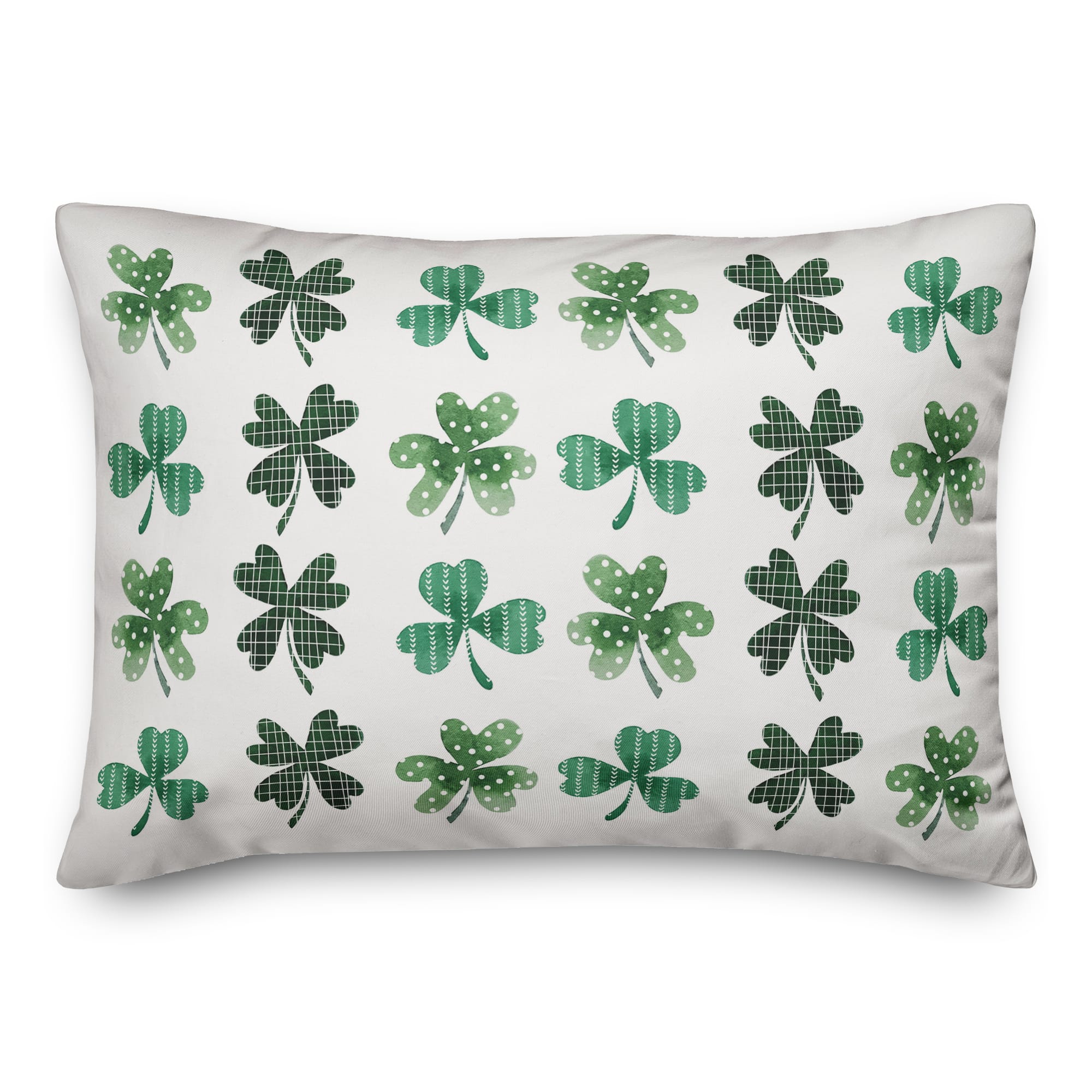 Shamrock Pattern Watercolor Pillow 14" x 20" Throw Pillow