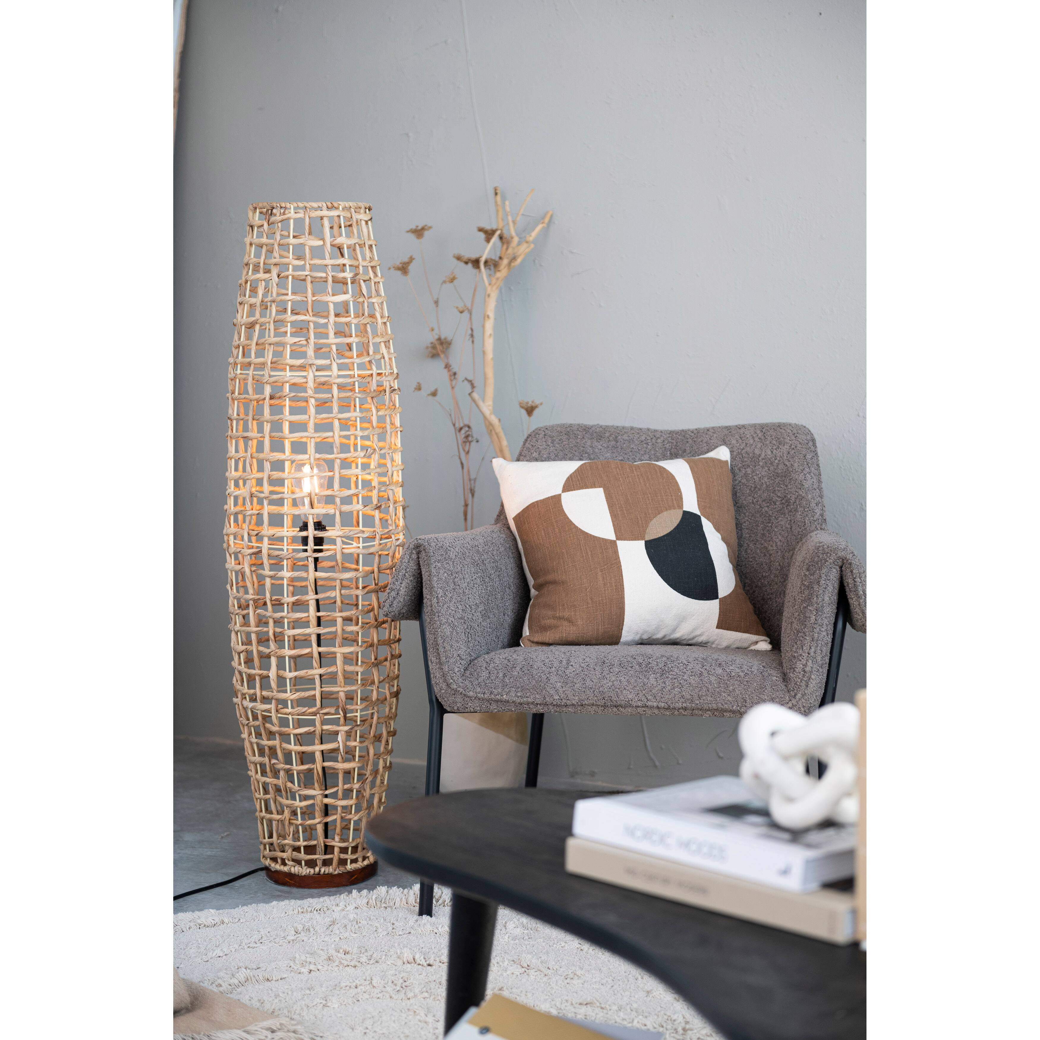 Hello Honey&#xAE; Natural Modern Woven Seagrass Floor Lamp