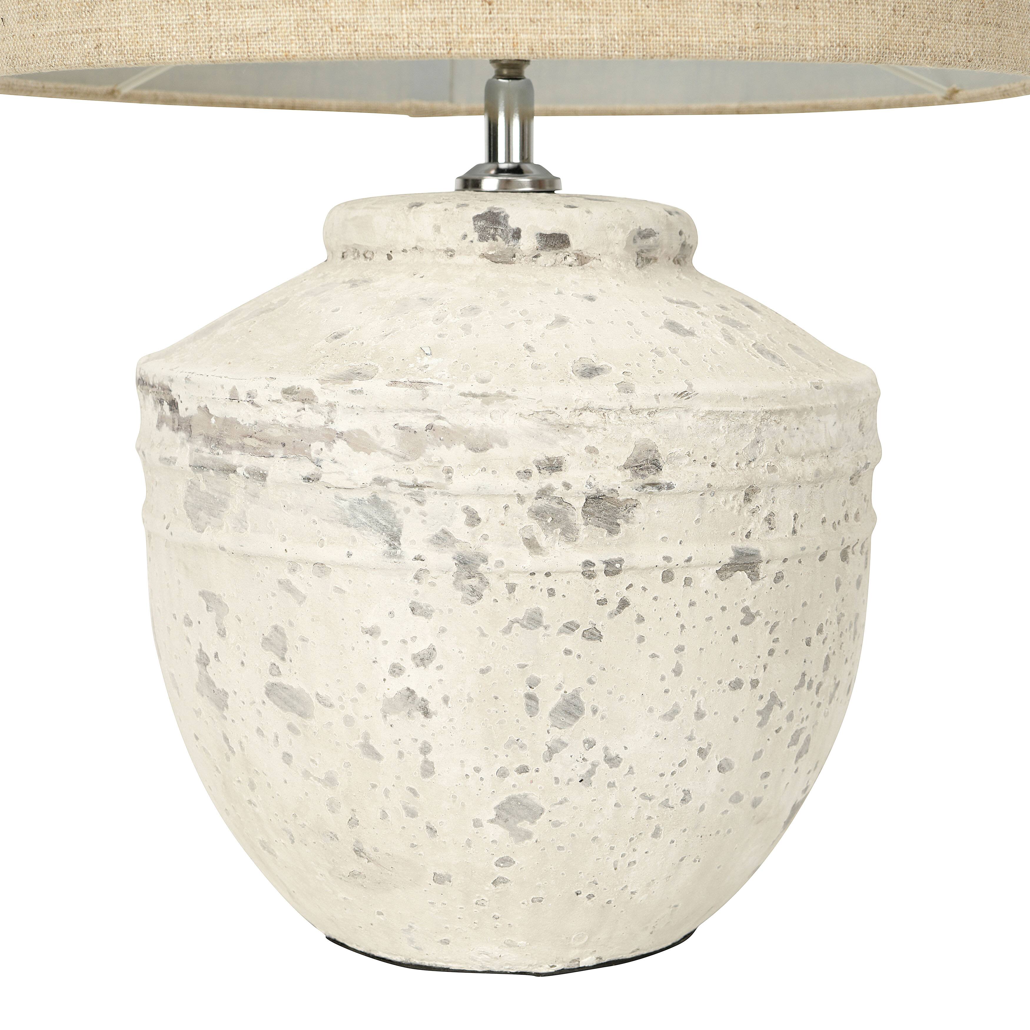 Hello Honey® 19.5" Distressed Cream Cement Table Lamp with Linen Shade