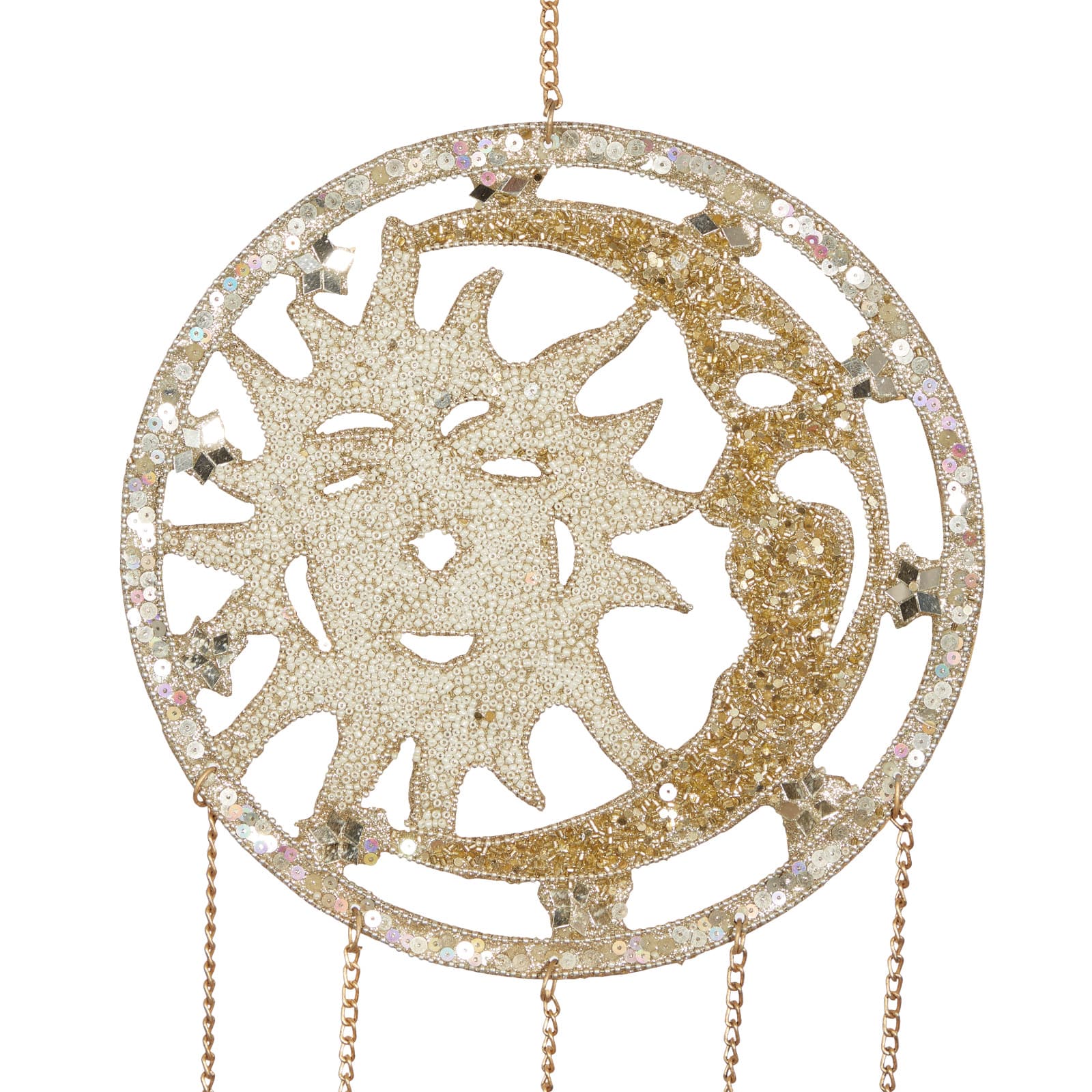 Silver Sun &#x26; Moon Metal Eclectic Windchime