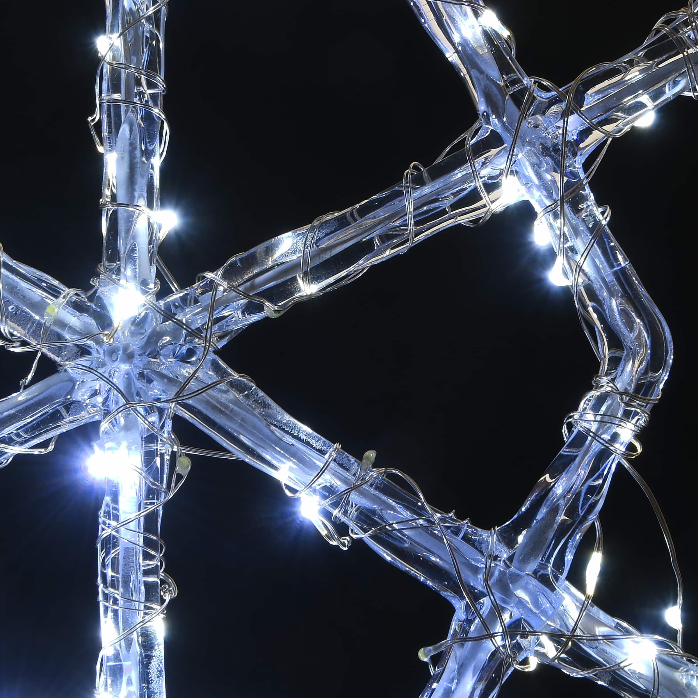 Ice Crystal Snowflake Set with 200 Cool White Micro UL LED Lights