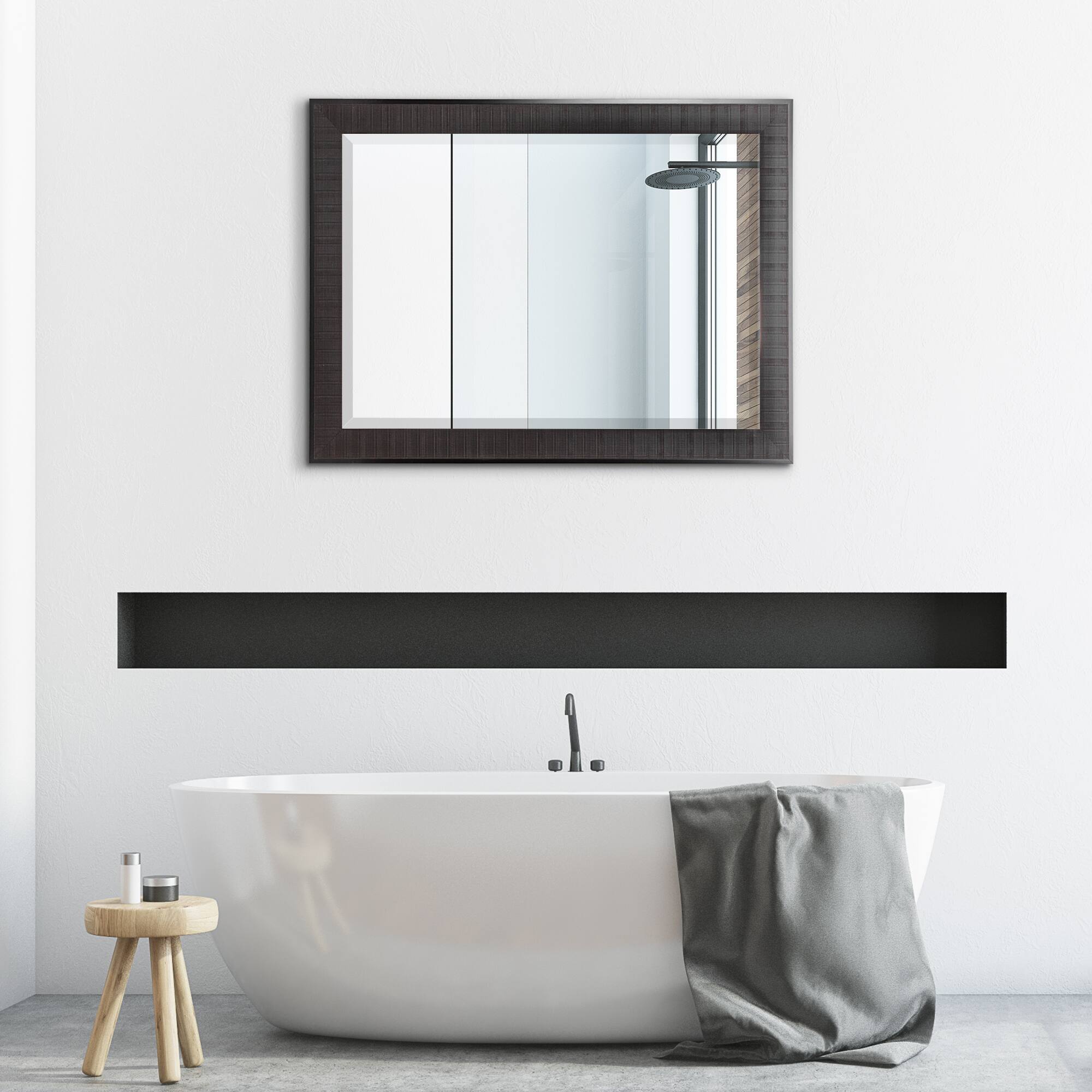 Head West® Rustic Brown Framed Beveled Glass Accent Wall Mirror