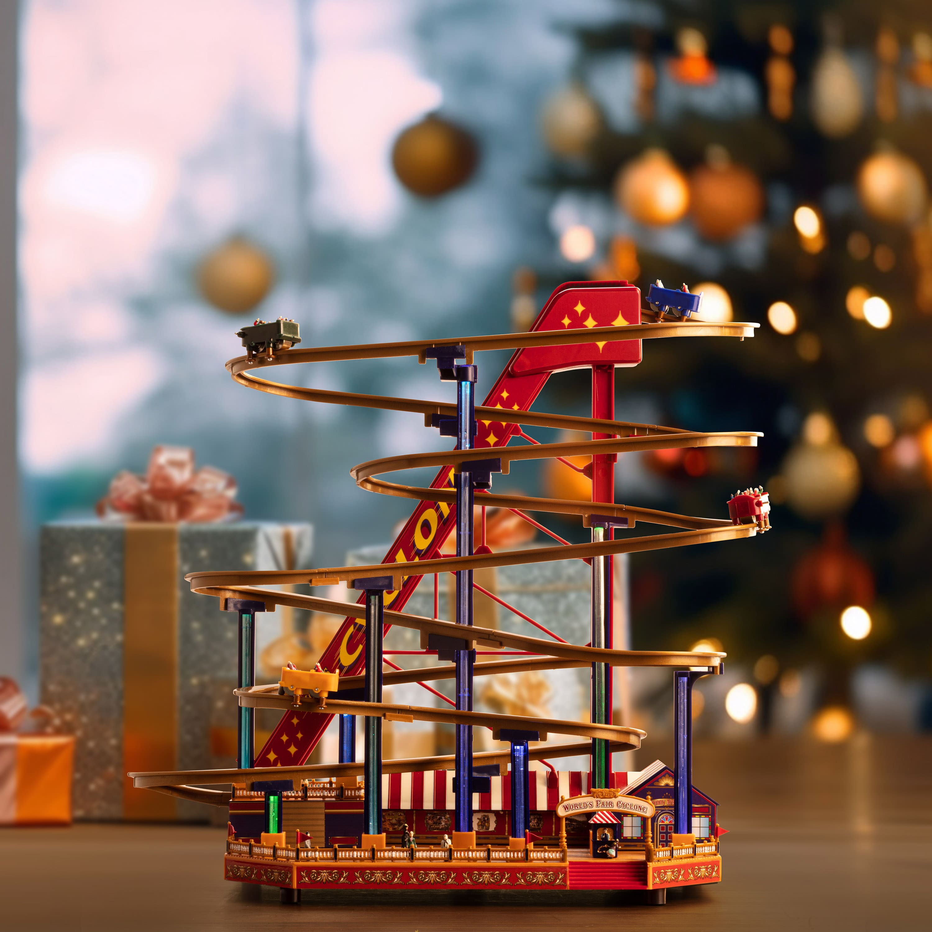 90th Anniversary Collection 16.5&#x22; Animated &#x26; Musical LED World&#x27;s Fair Roller Coaster Accent