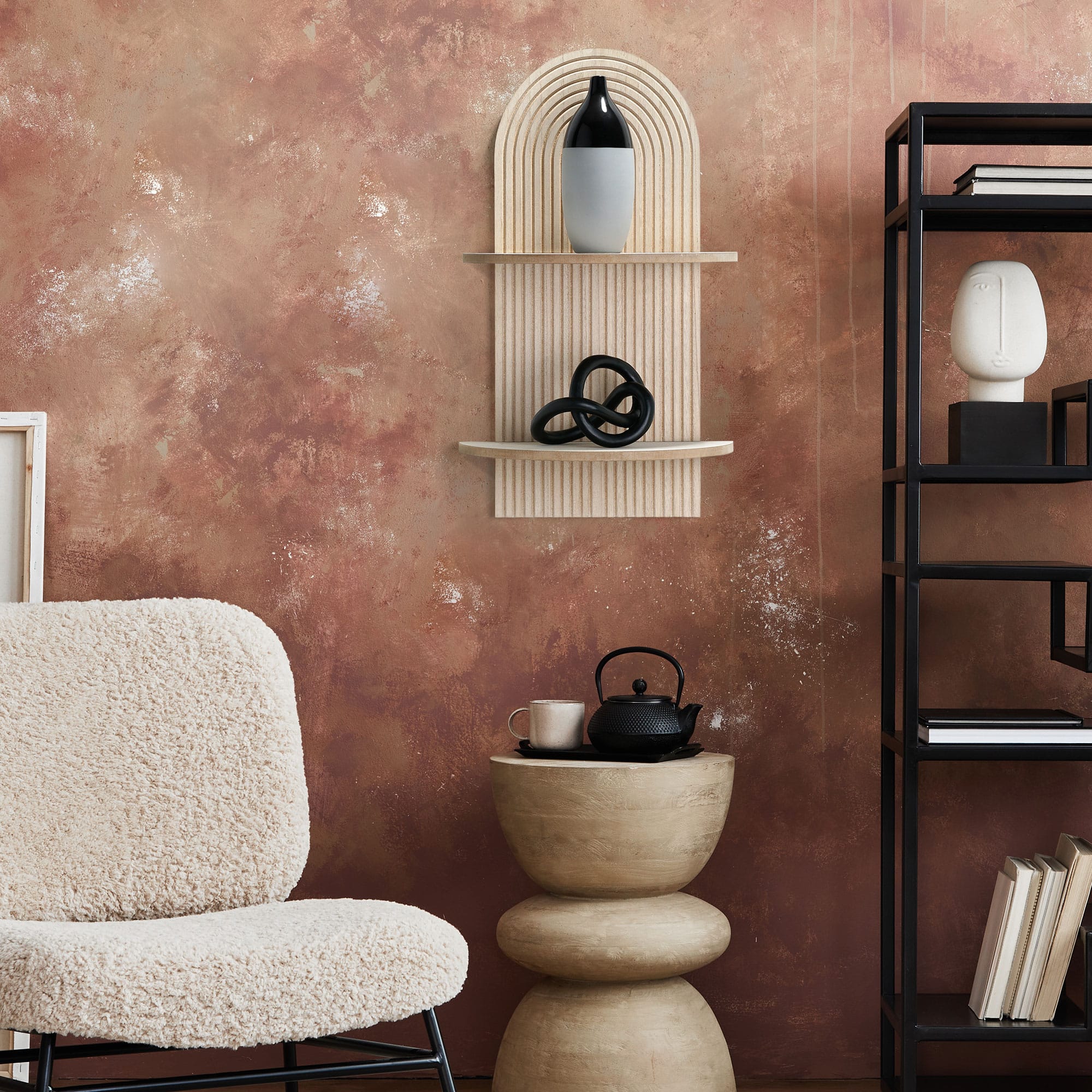 American Art Decor Lunar Ledges Wall shelf in Brown - 23.75&#x22; x 14&#x22;