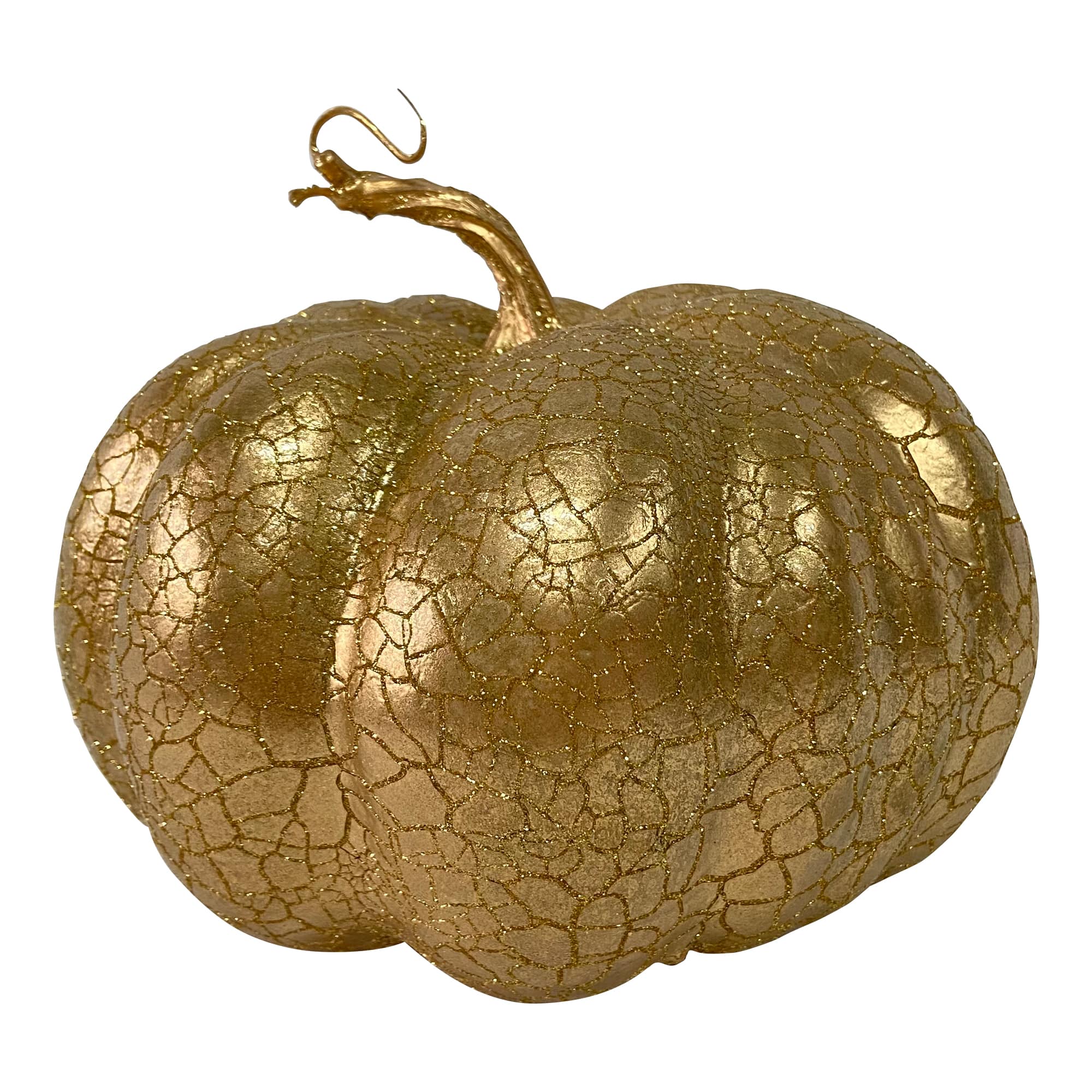 12" Gold Crackled Fall Harvest Pumpkin Decoration