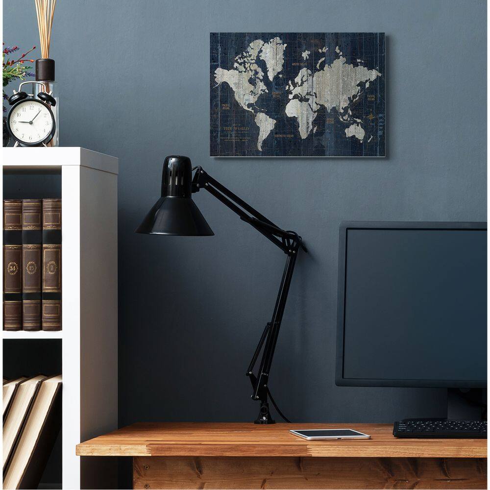 Stupell Industries Distressed Antique World Map Rustic Aesthetic Canvas Wall Art