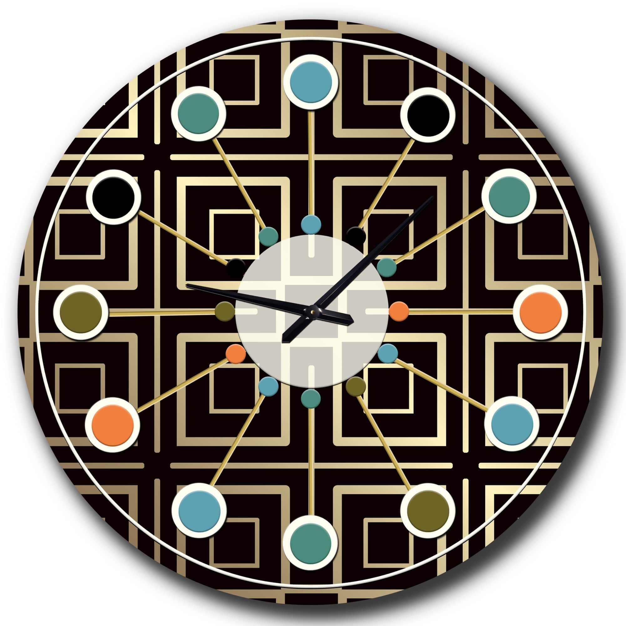 Designart &#x27;Golden Luxury Metallic Geometrics Xii Mid-Century Modern Wall Clock