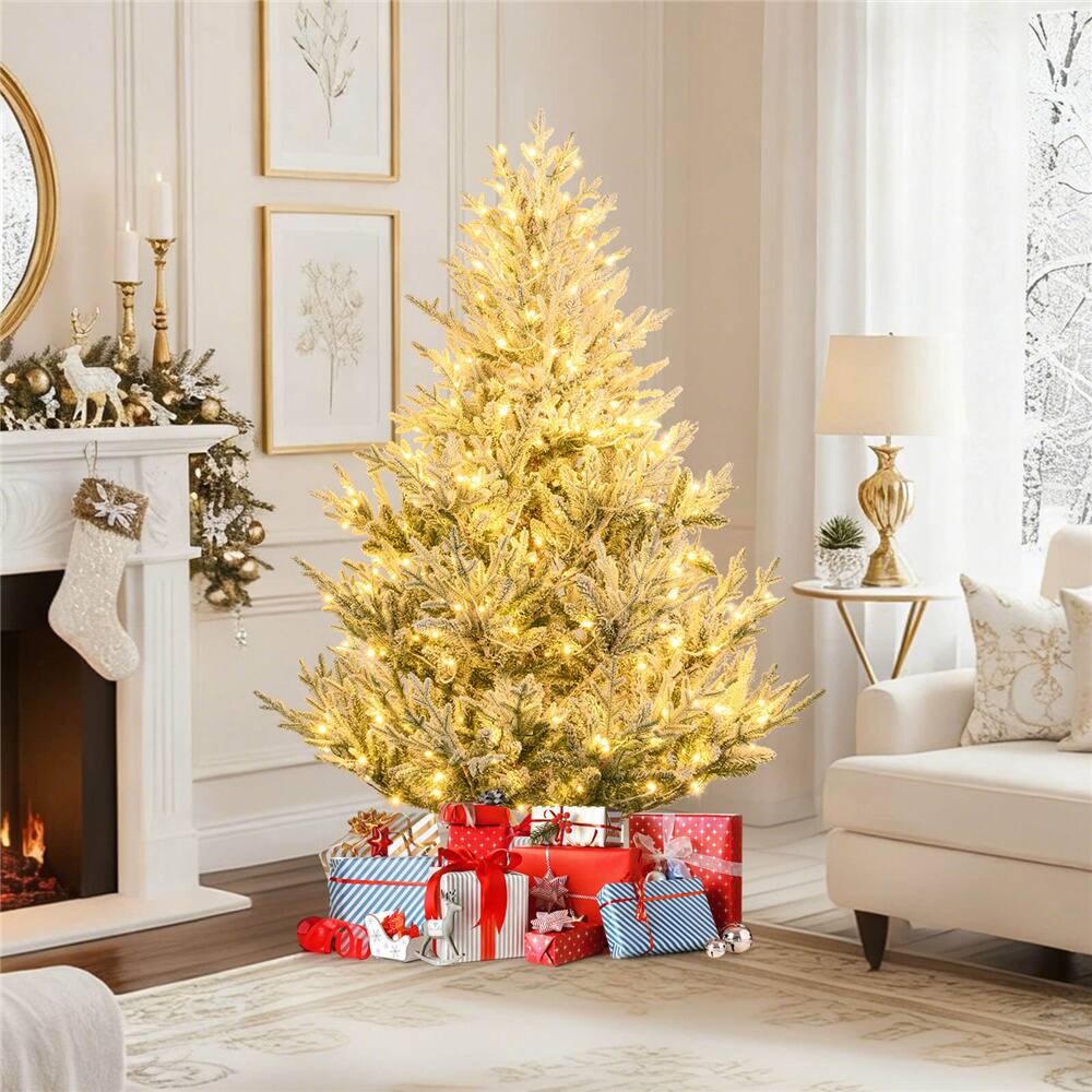 Costway 6 ft. Pre-Lit Gold Artificial Christmas Tree, Warm White LED Lights