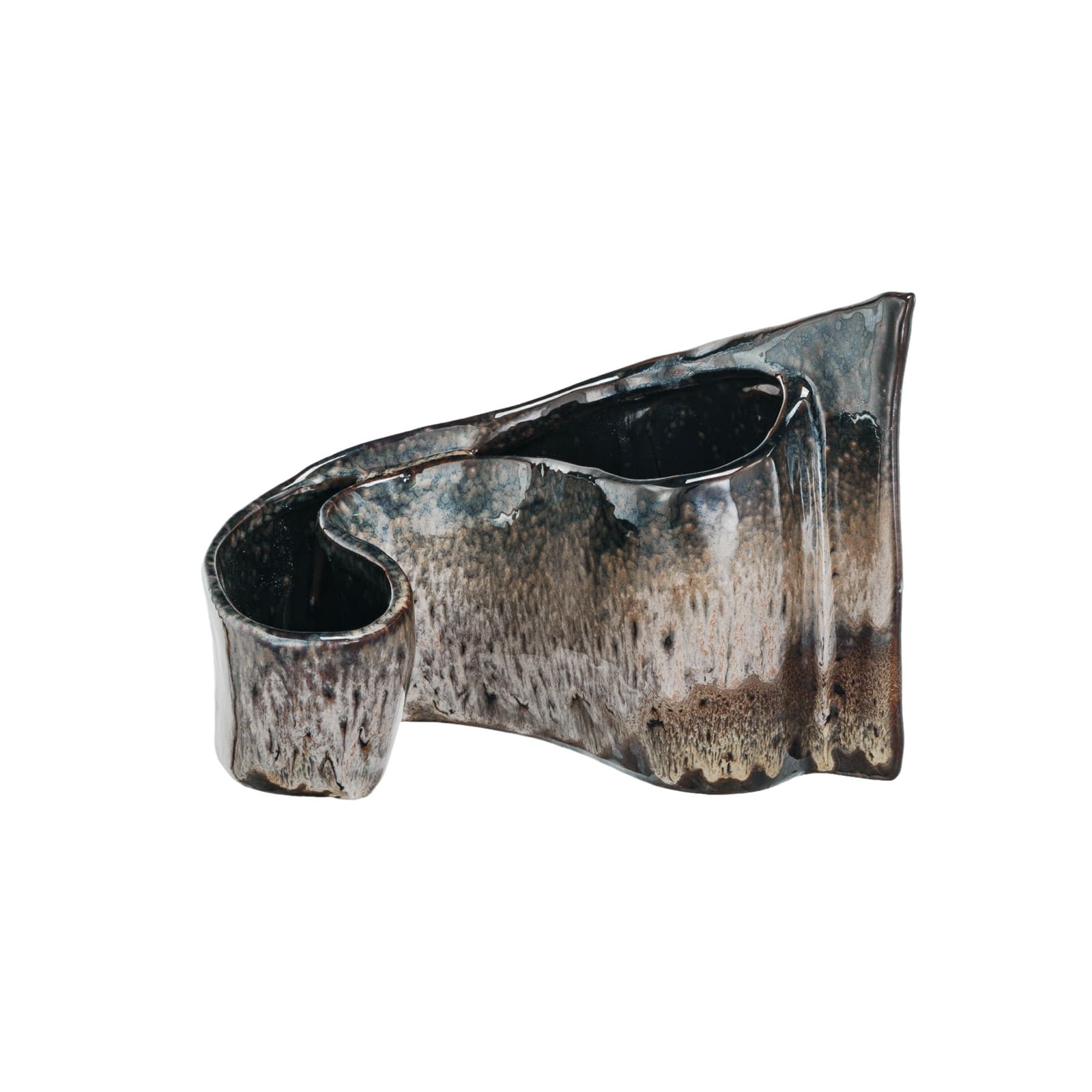 Hello Honey&#xAE; 8.5&#x22; Multicolor Artisanal Dual-Section Stoneware Planter
