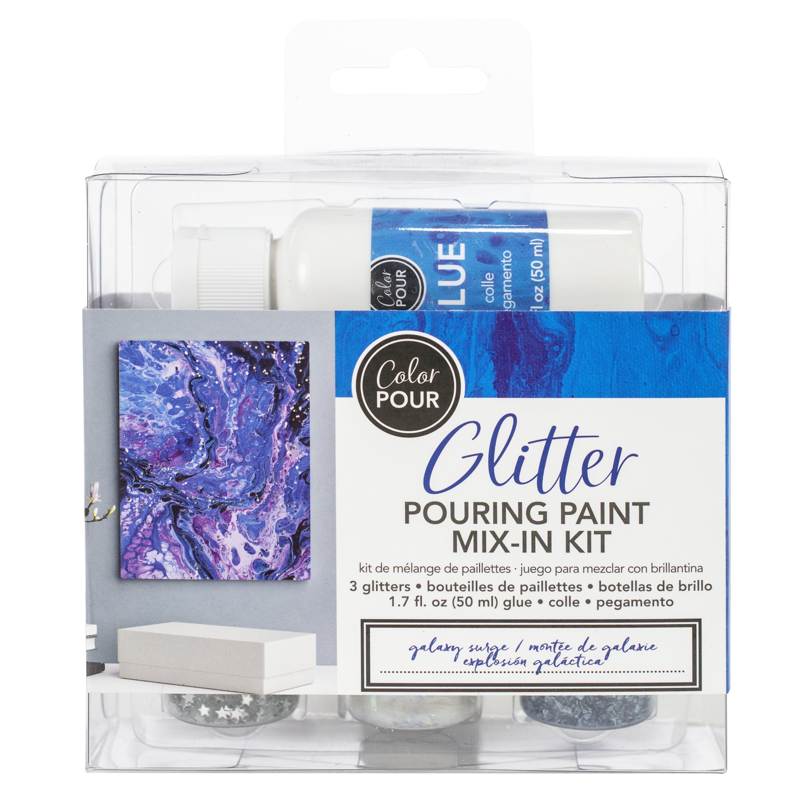 Color Pour Galaxy Surge Glitter Pouring Paint Mix-In Kit