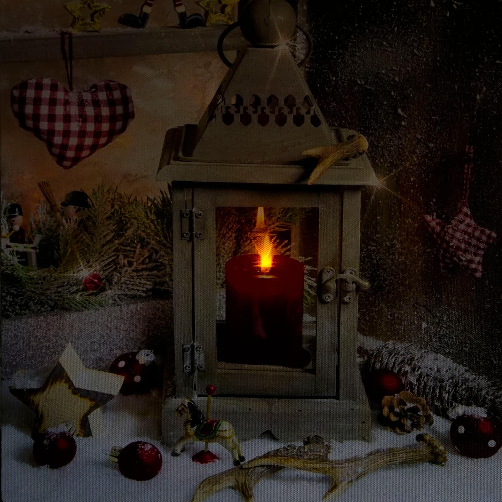 LED Cozy Country Lantern Canvas Wall Art