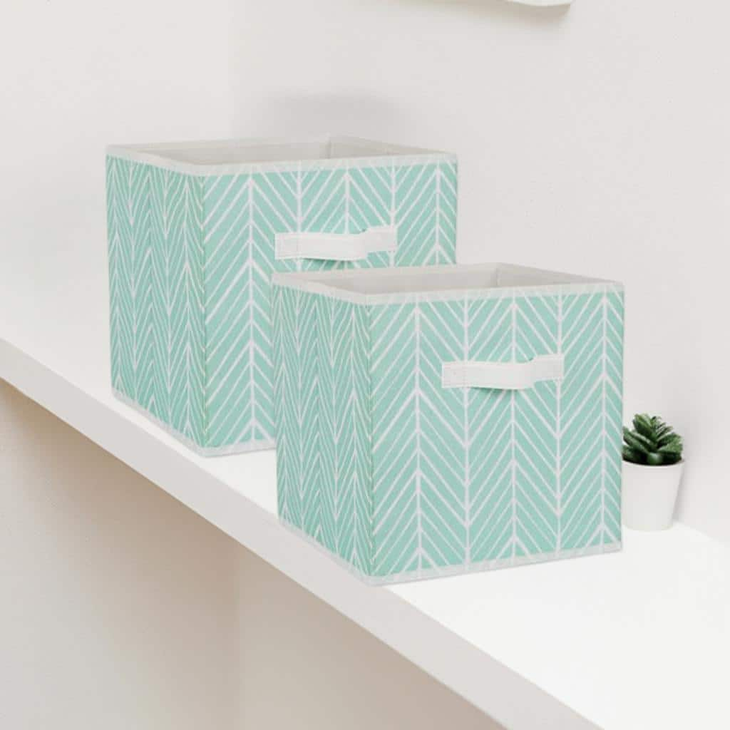 DII&#xAE; 11&#x22; Aqua Herringbone Storage Cube, 2ct.