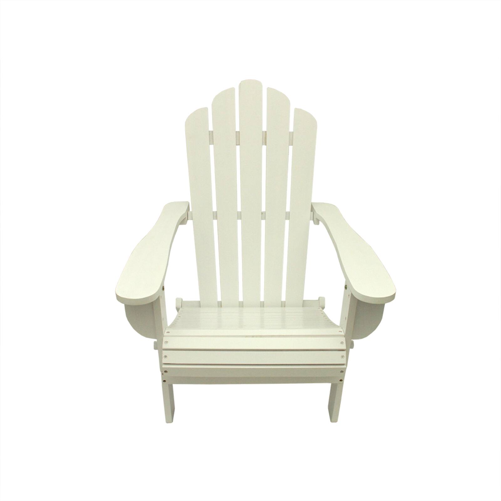 37.5&#x22; White Wood Folding Outdoor Patio Adirondack Chair