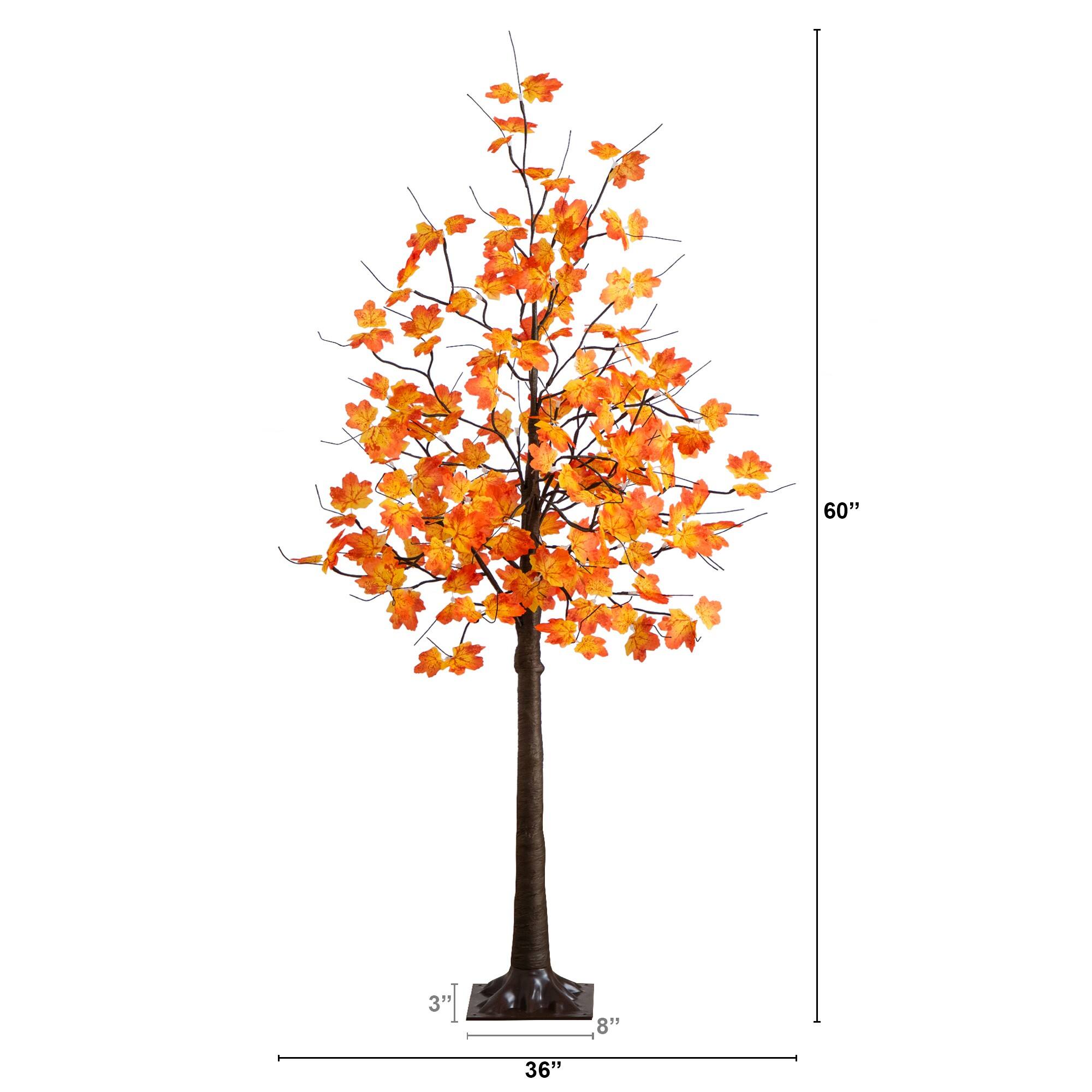 5ft. Pre-Lit Minimalist Autumn Maple Artificial Fall Tree with 96 Warm White LED Lights