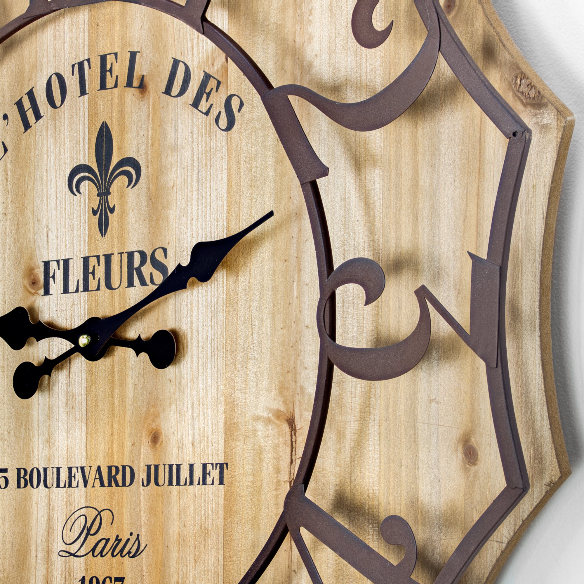 L&#x27;Hotel Des Fleurs 1967 Oversized Vintage Wall Clock 31&#x22;