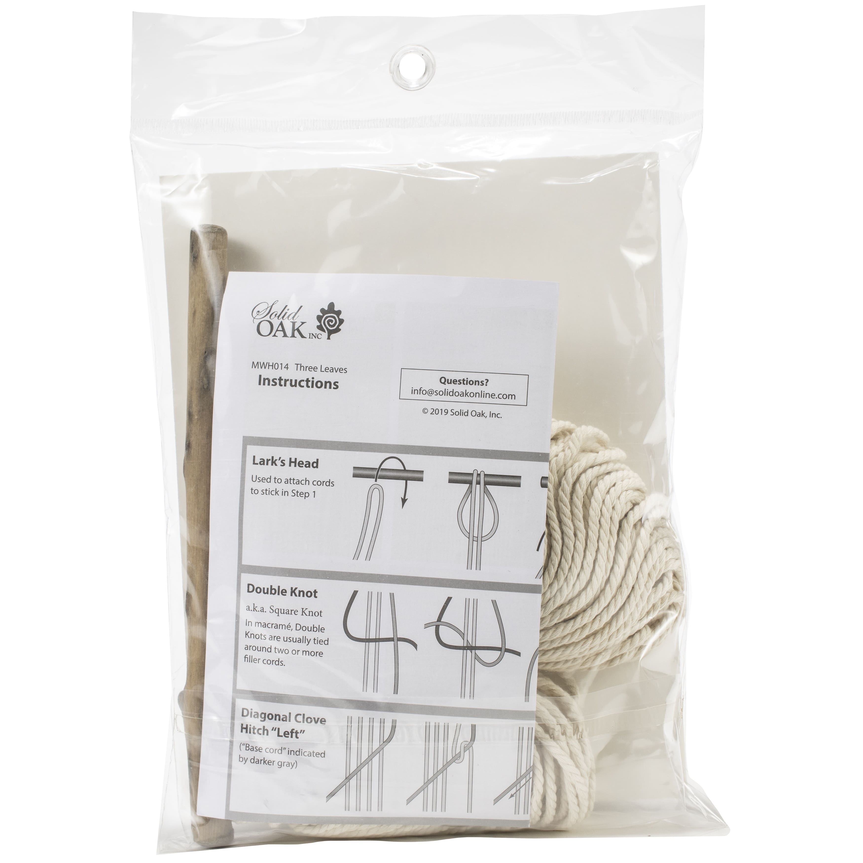 Solid Oak Make-ramé™ Three Leaves Mini Macramé Wall Hanging Kit