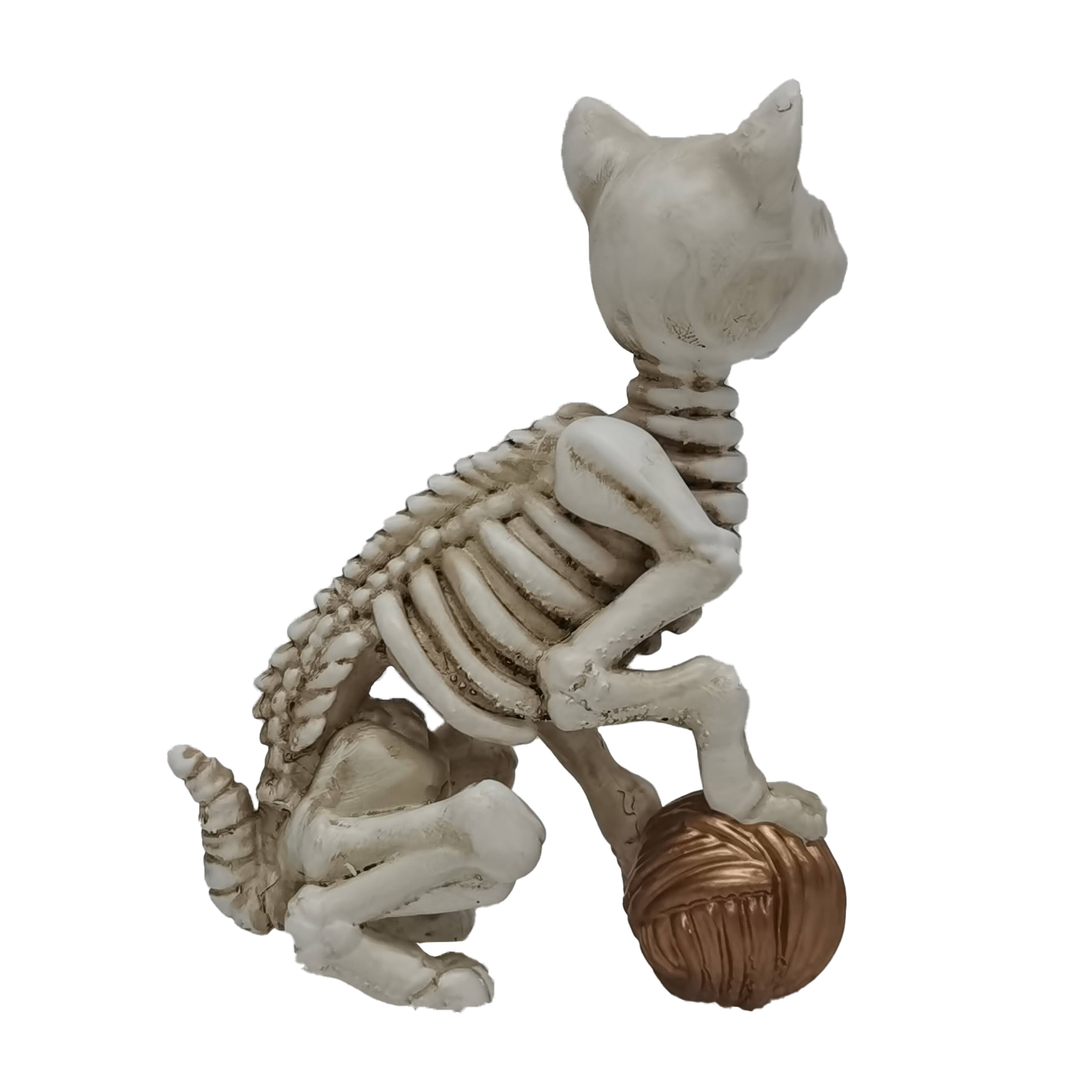 4.5&#x22; Skeleton Cat with Ball Tabletop D&#xE9;cor by Ashland&#xAE;