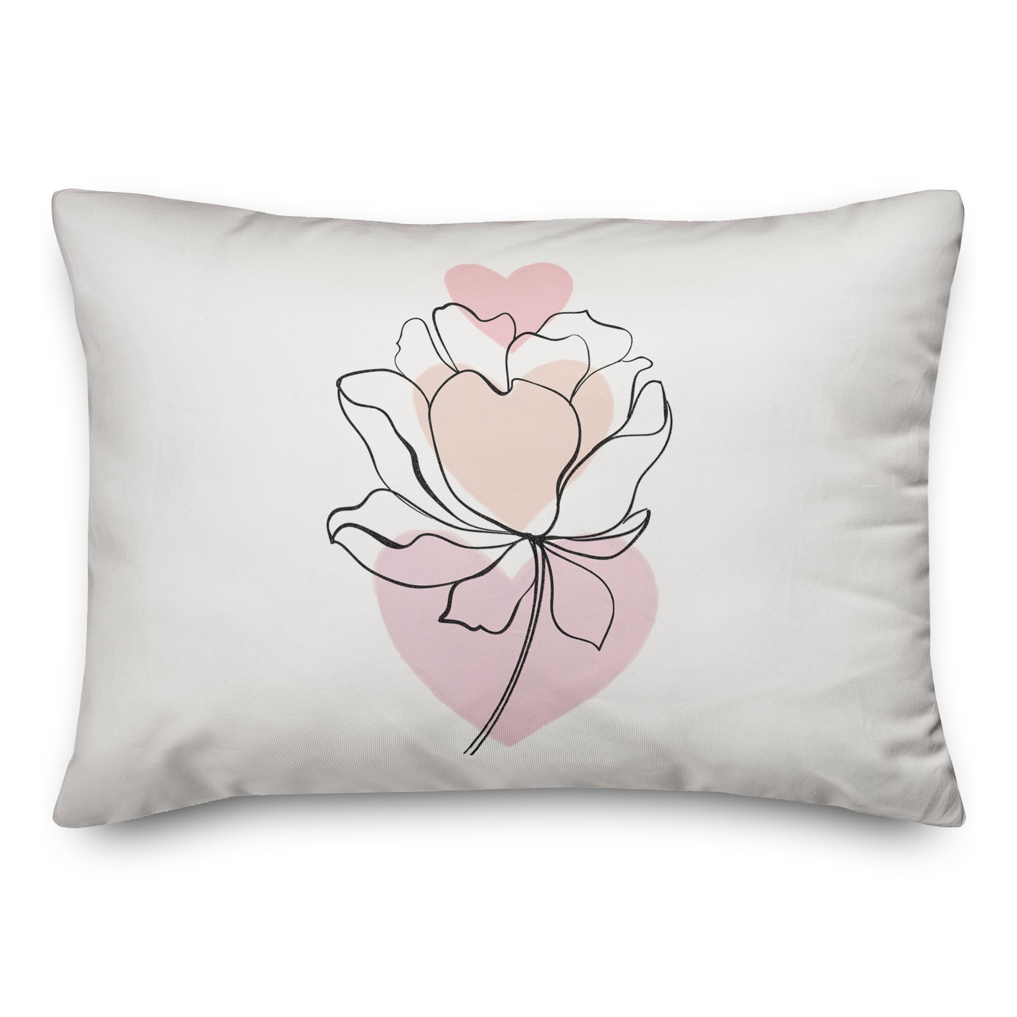 Flower Line Drawing Throw Pillow