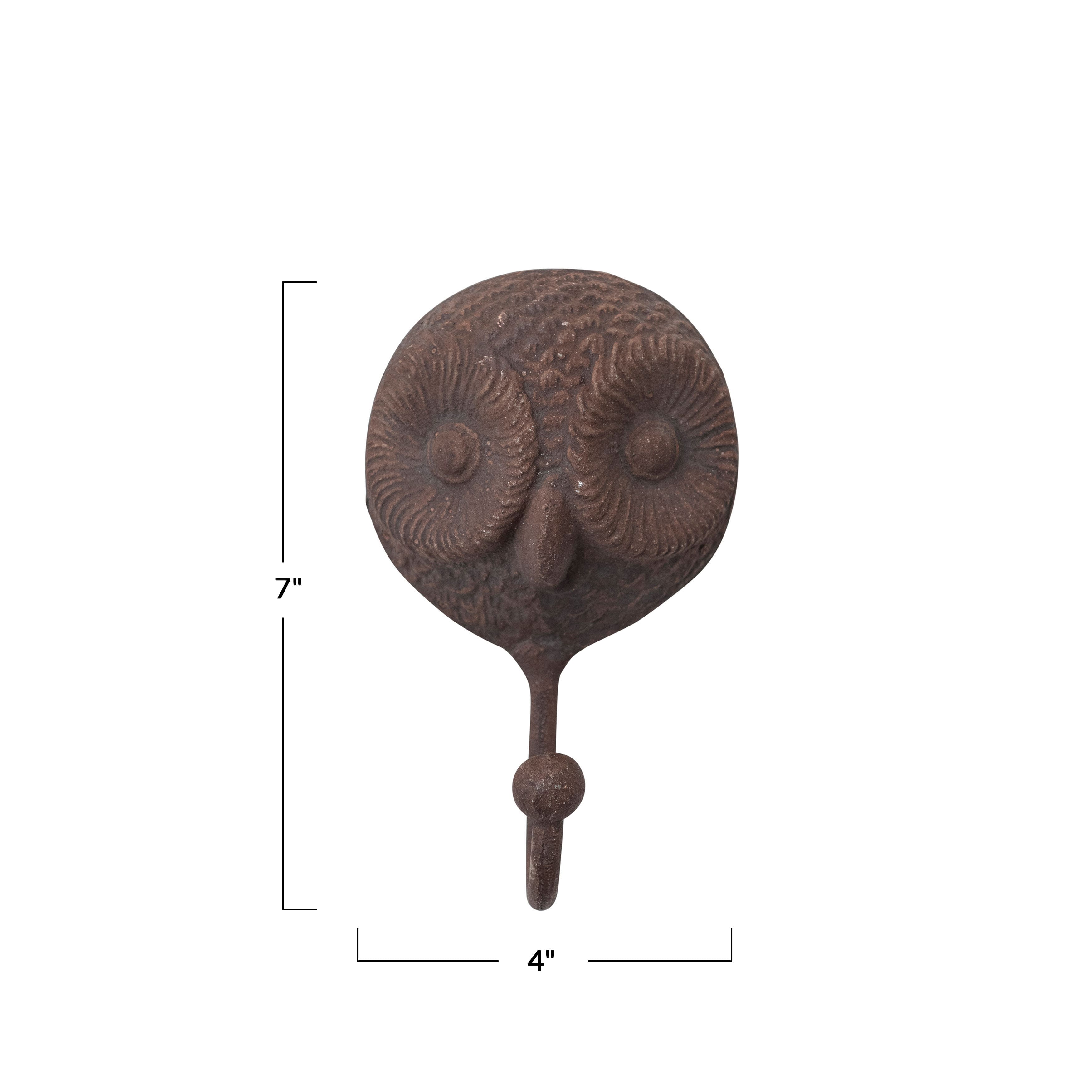 Hello Honey&#xAE; Distressed Brown Cast Iron Owl Wall Hook