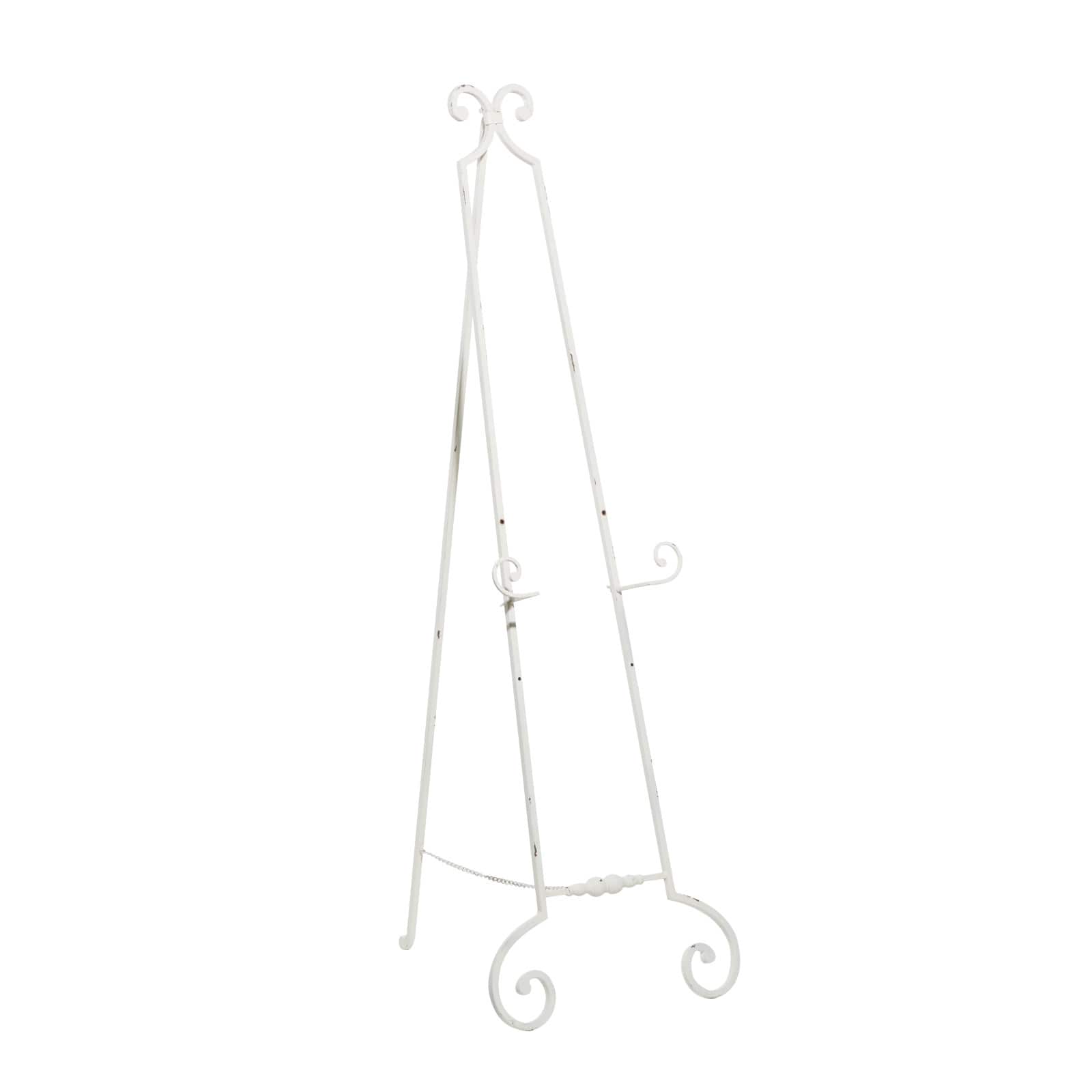 White Metal Country Cottage Easel, 61" x 20" x 27"