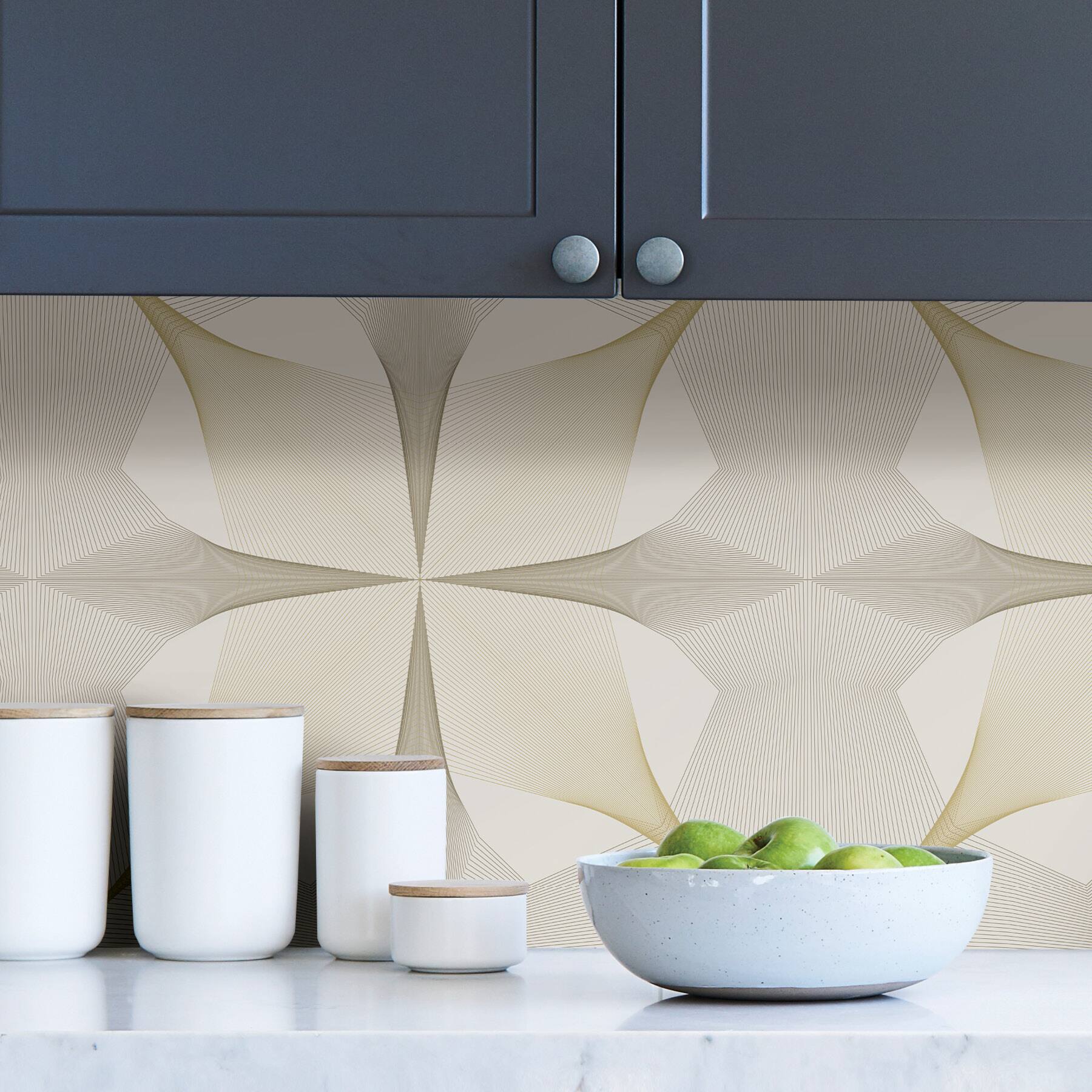 NuWallpaper White & Gold Inuition Peel & Stick Wallpaper Wallpaper