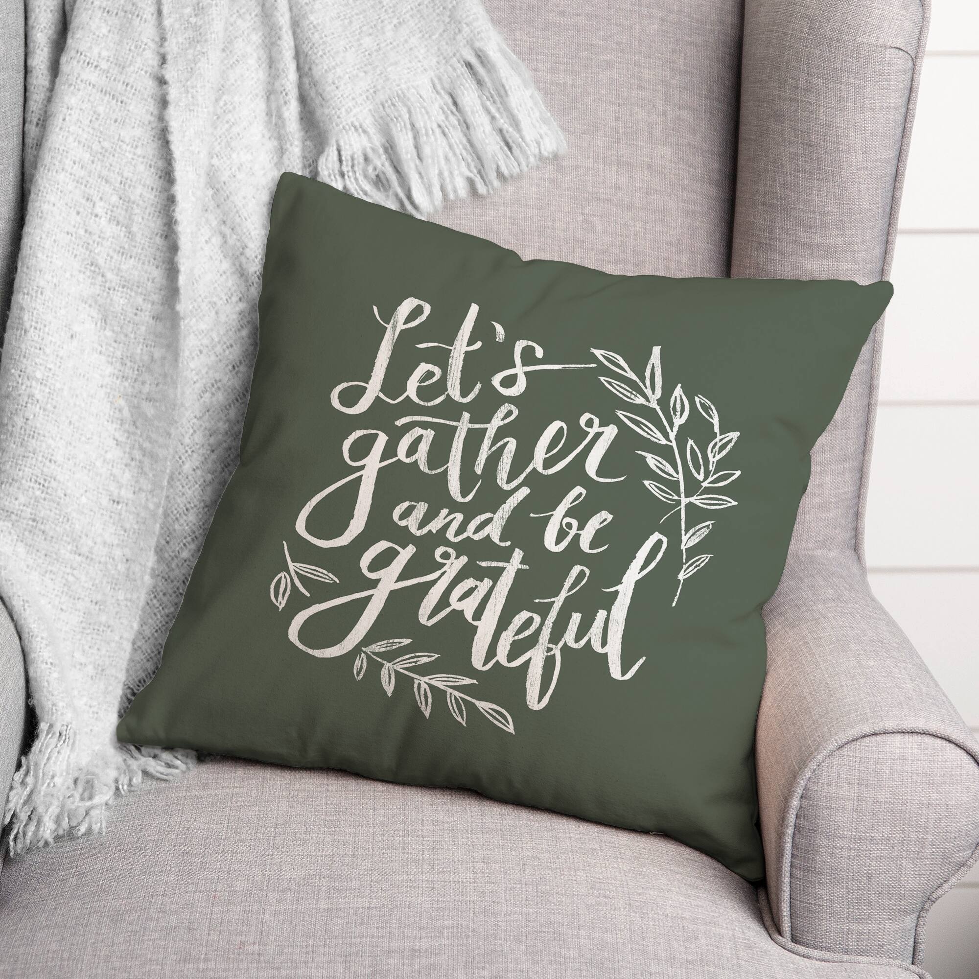 18&#x22; Gather &#x26; Grateful Throw Pillow