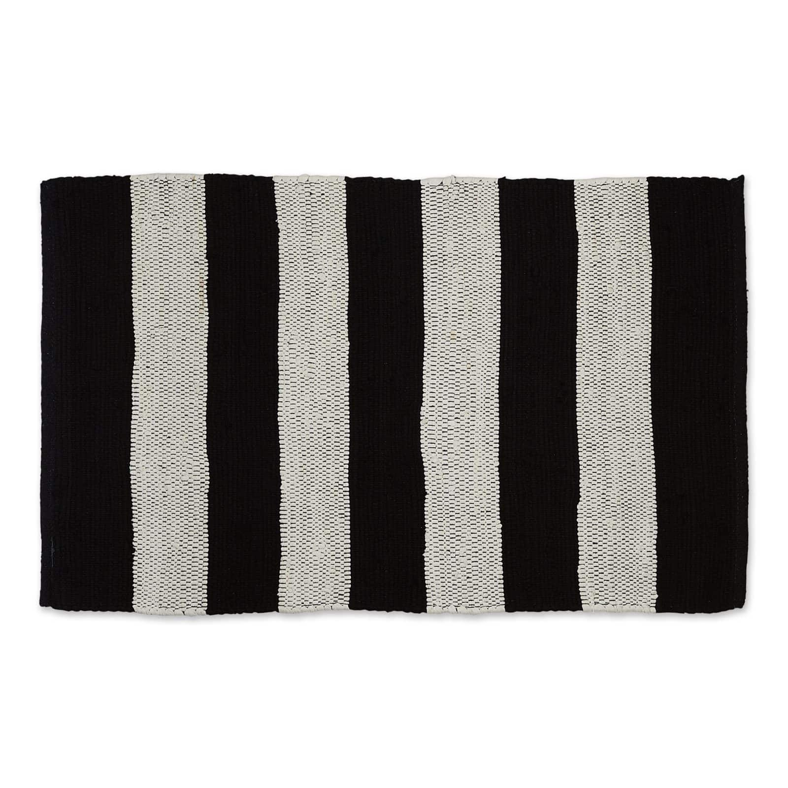 DII&#xAE; Black &#x26; White Stripe Rag Rug, 2ft. x 3ft.