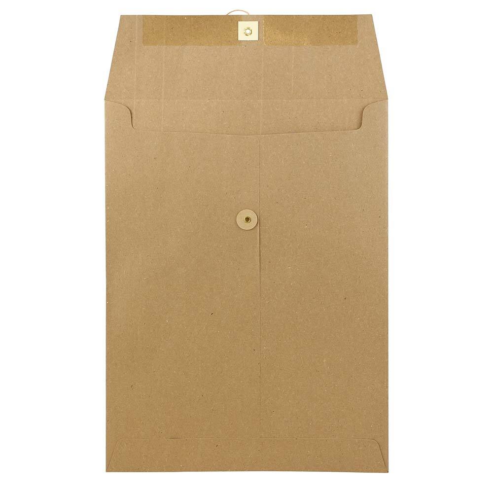 JAM Paper 9&#x22; x 12&#x22; Premium Brown Kraft Button &#x26; String Booklet Envelopes, 50ct.